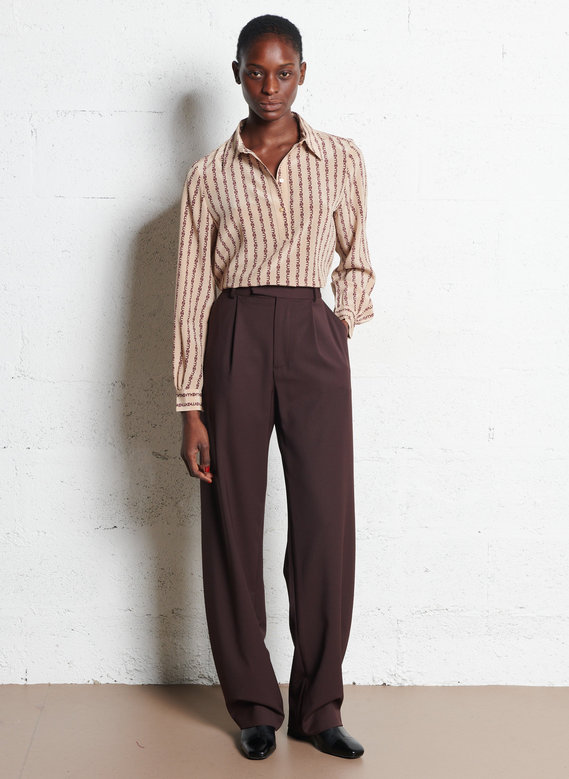 Chemise col classique en soir MOMONI Beige