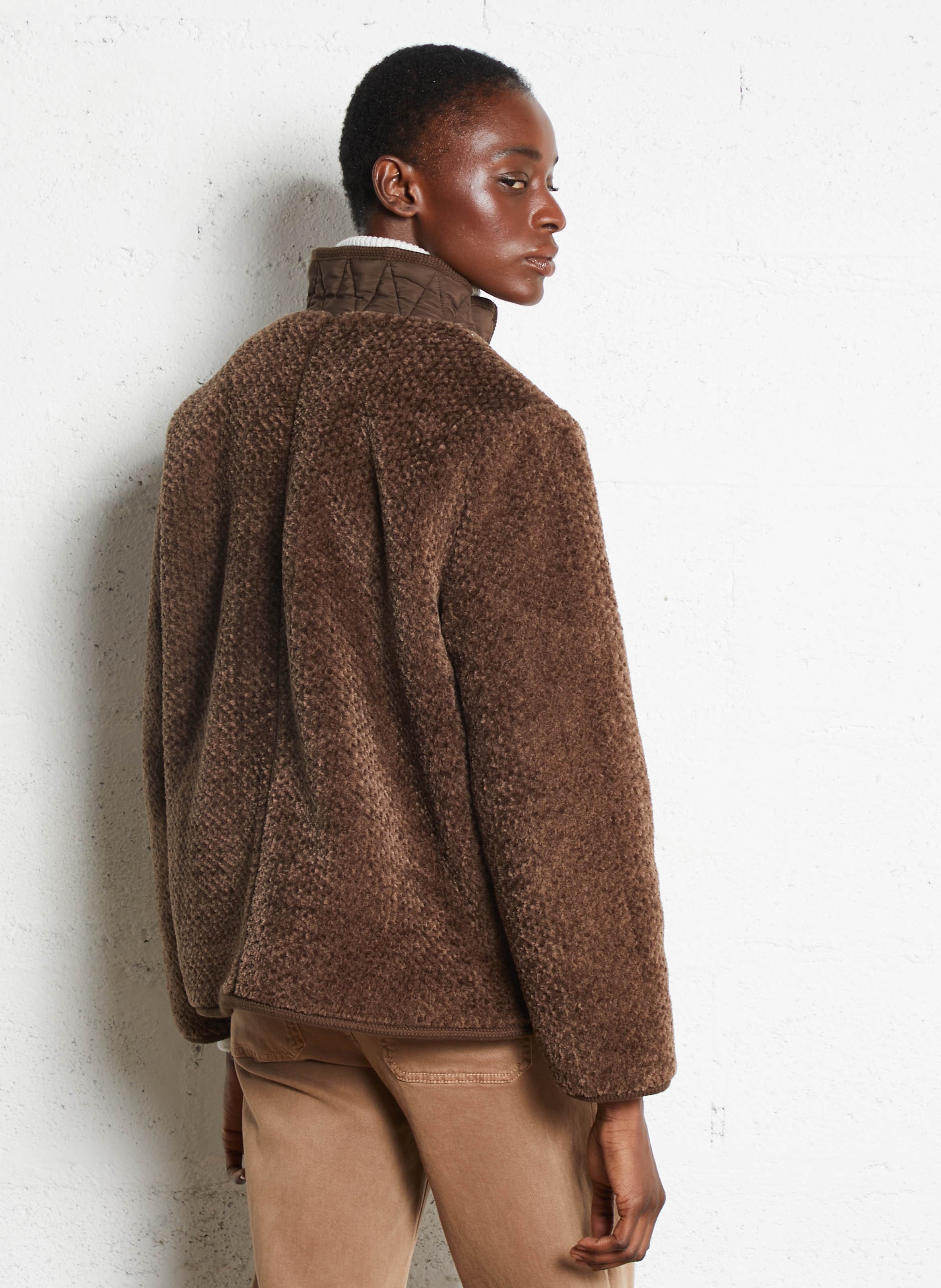 Kurzer einfarbiger Kunstpelzmantel SUD EXPRESS Braun