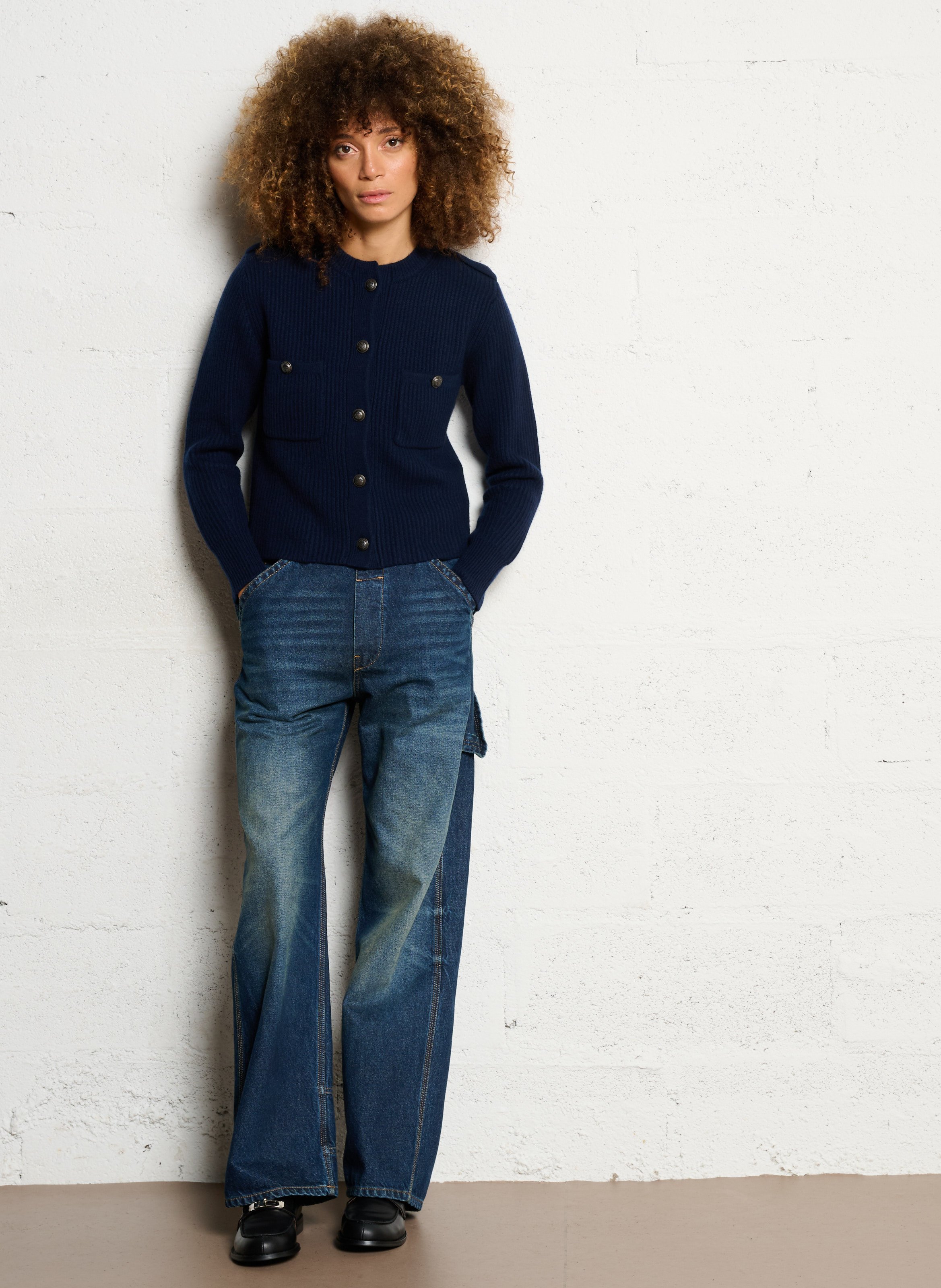 Gilet en laine col rond  IKKS Bleu