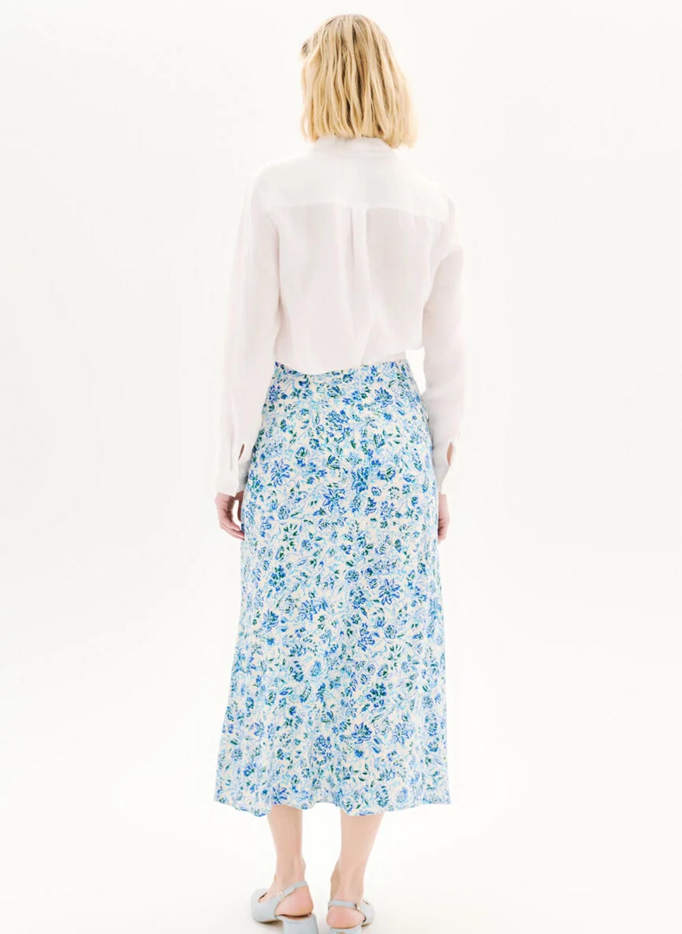 Flowing printed midi skirt CAROLL Blue