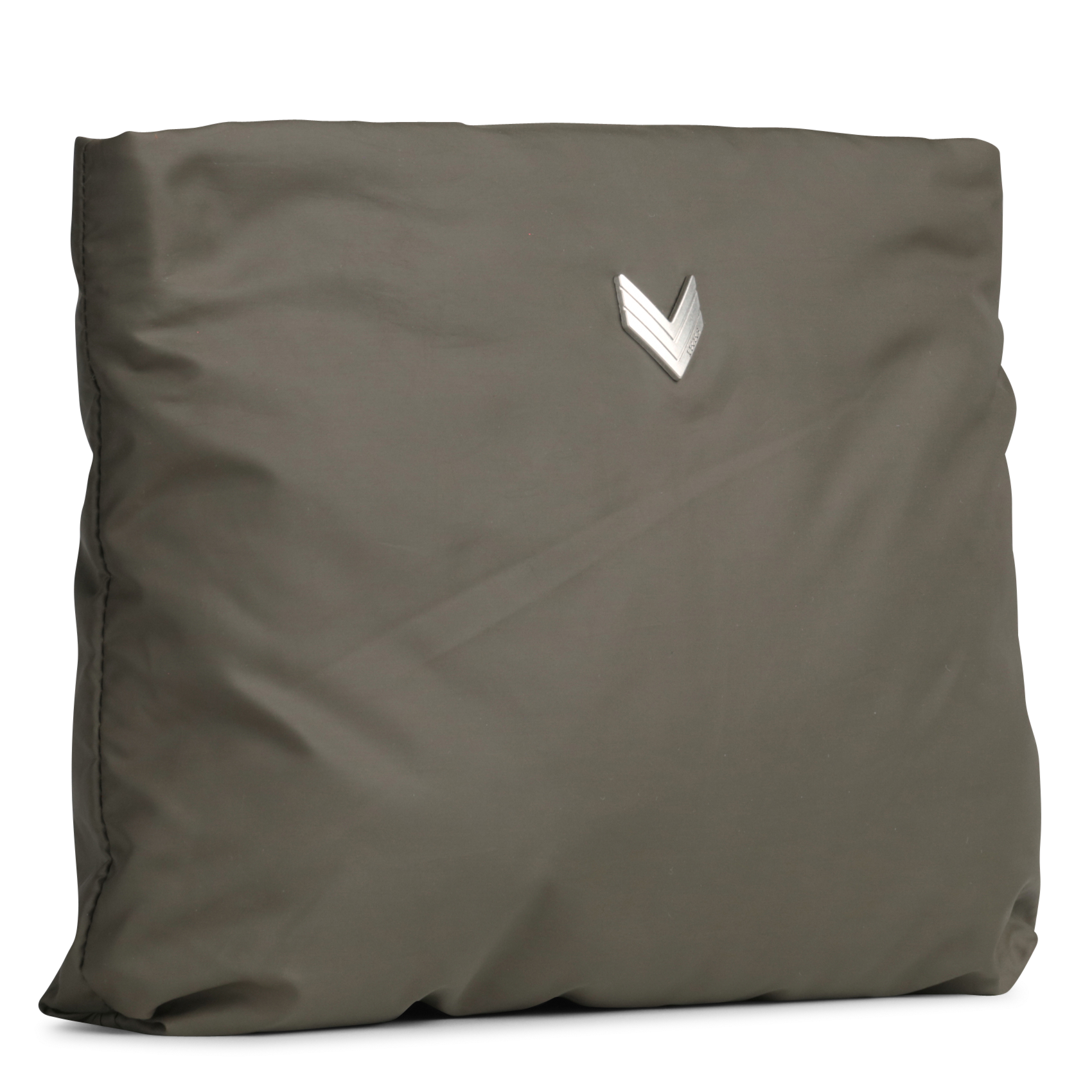 Solid puffy clutch with zipper IKKS Khaki