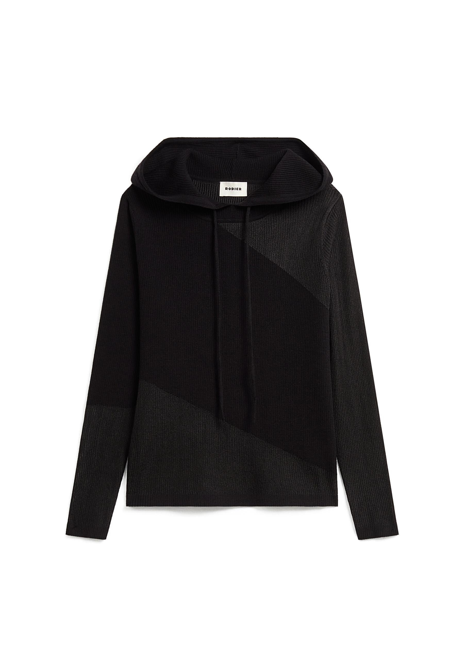 Two-tone wool hoodie RODIER Black