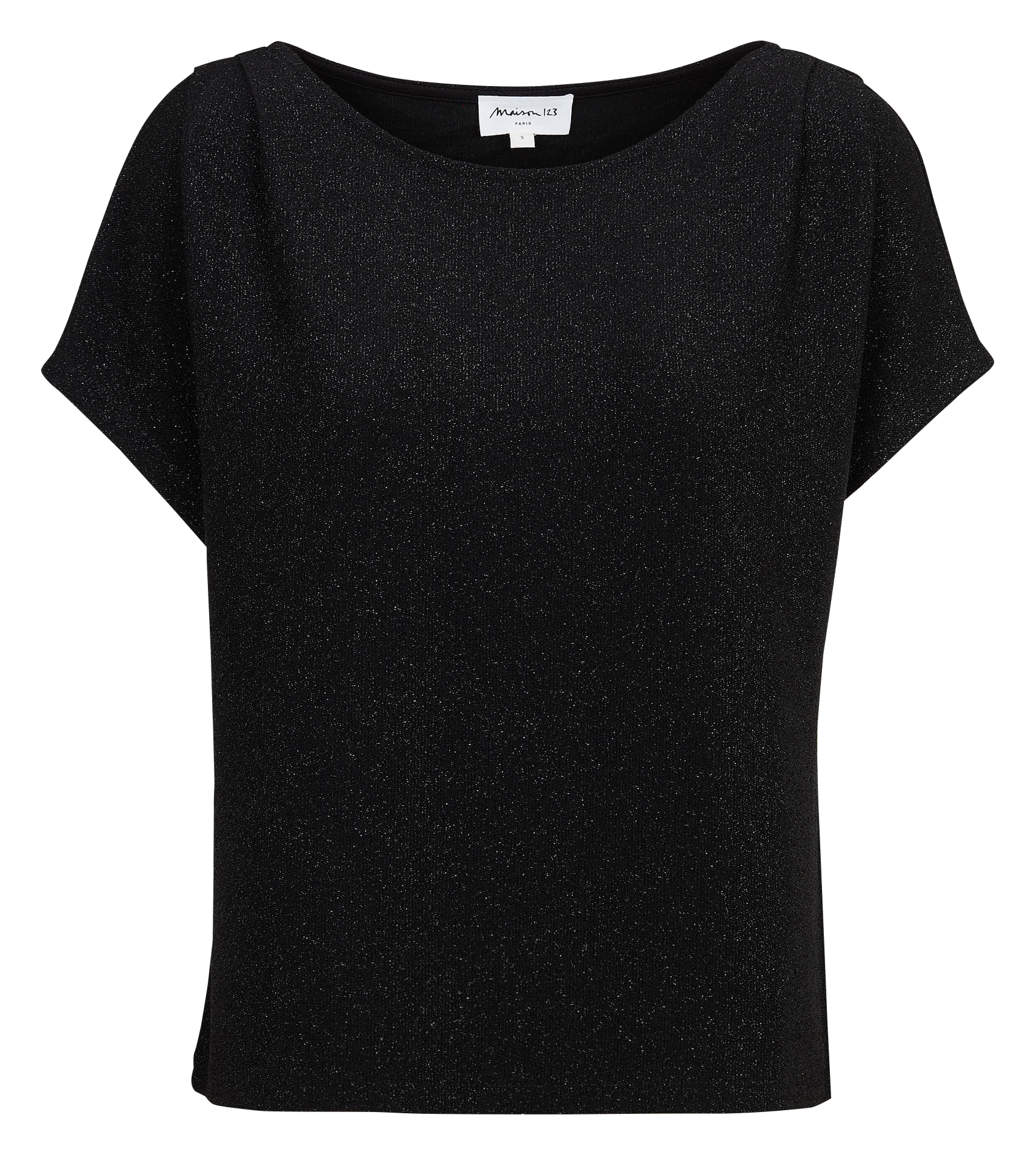 Top droit col rond pailleté MAISON 123 Noir