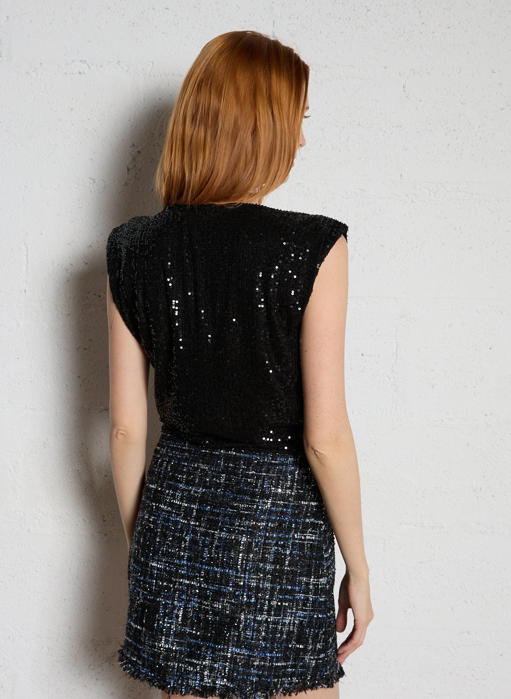 Top fluide sans manches sequins MAISON 123 Noir