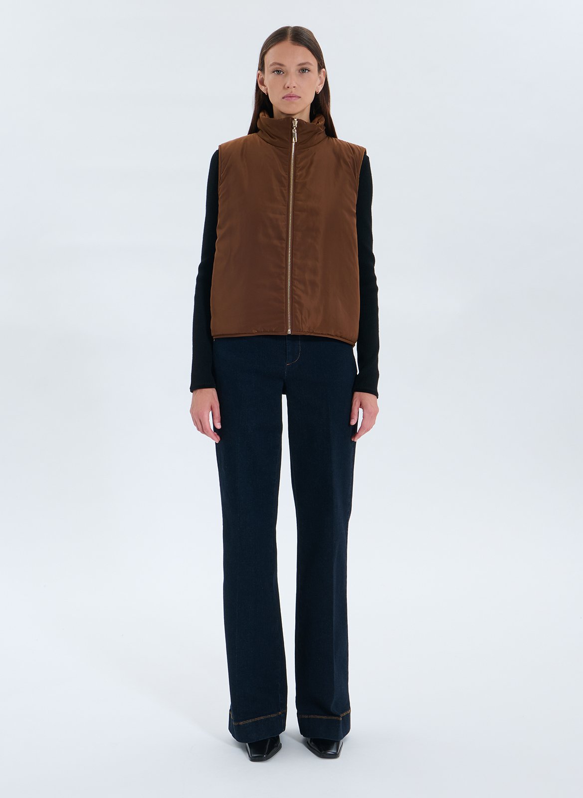 Mohair and merino wool high-neck cardigan ZAPA Brown