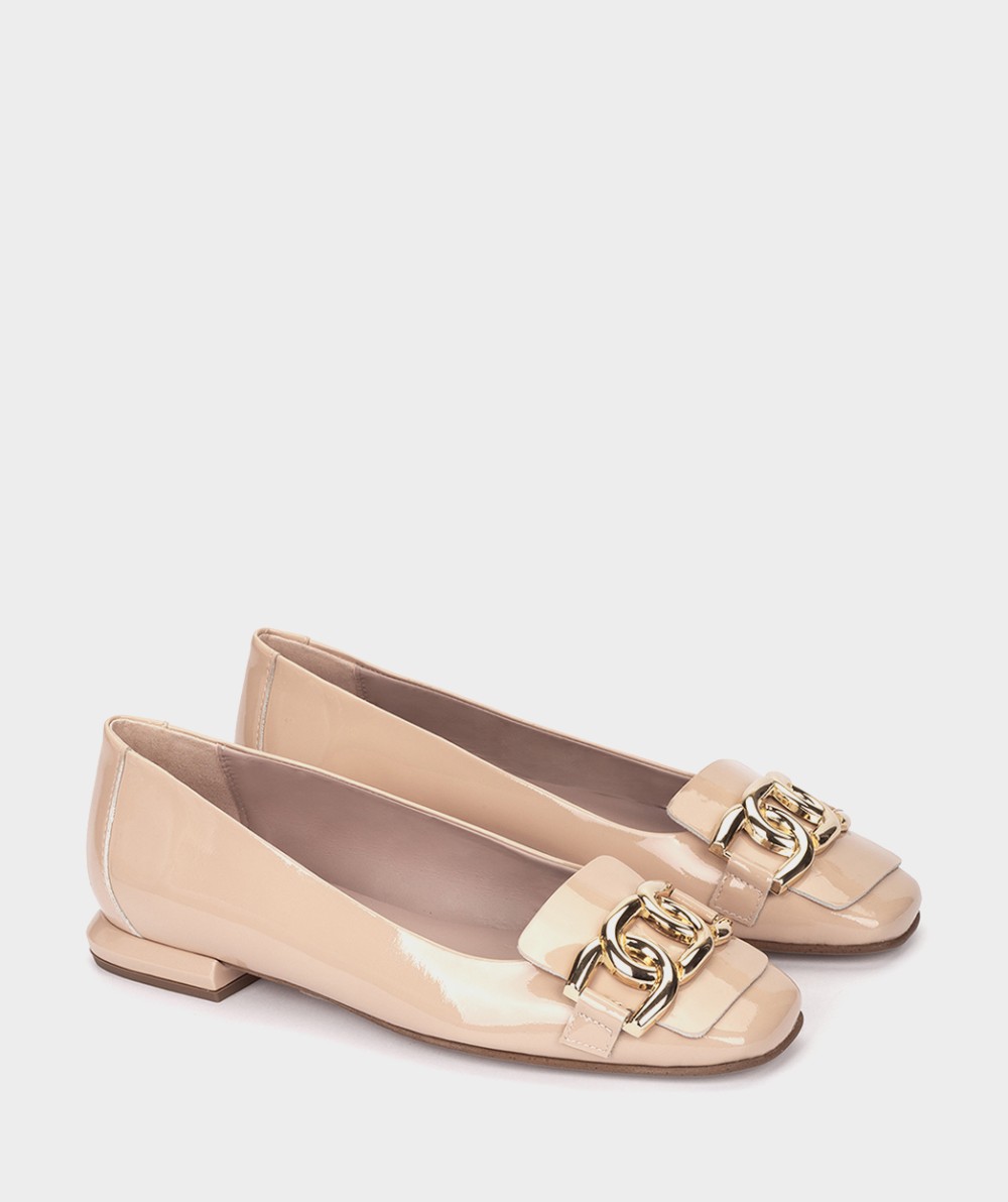 Nude patent leather ballet flats PEDRO MIRALLES Pink