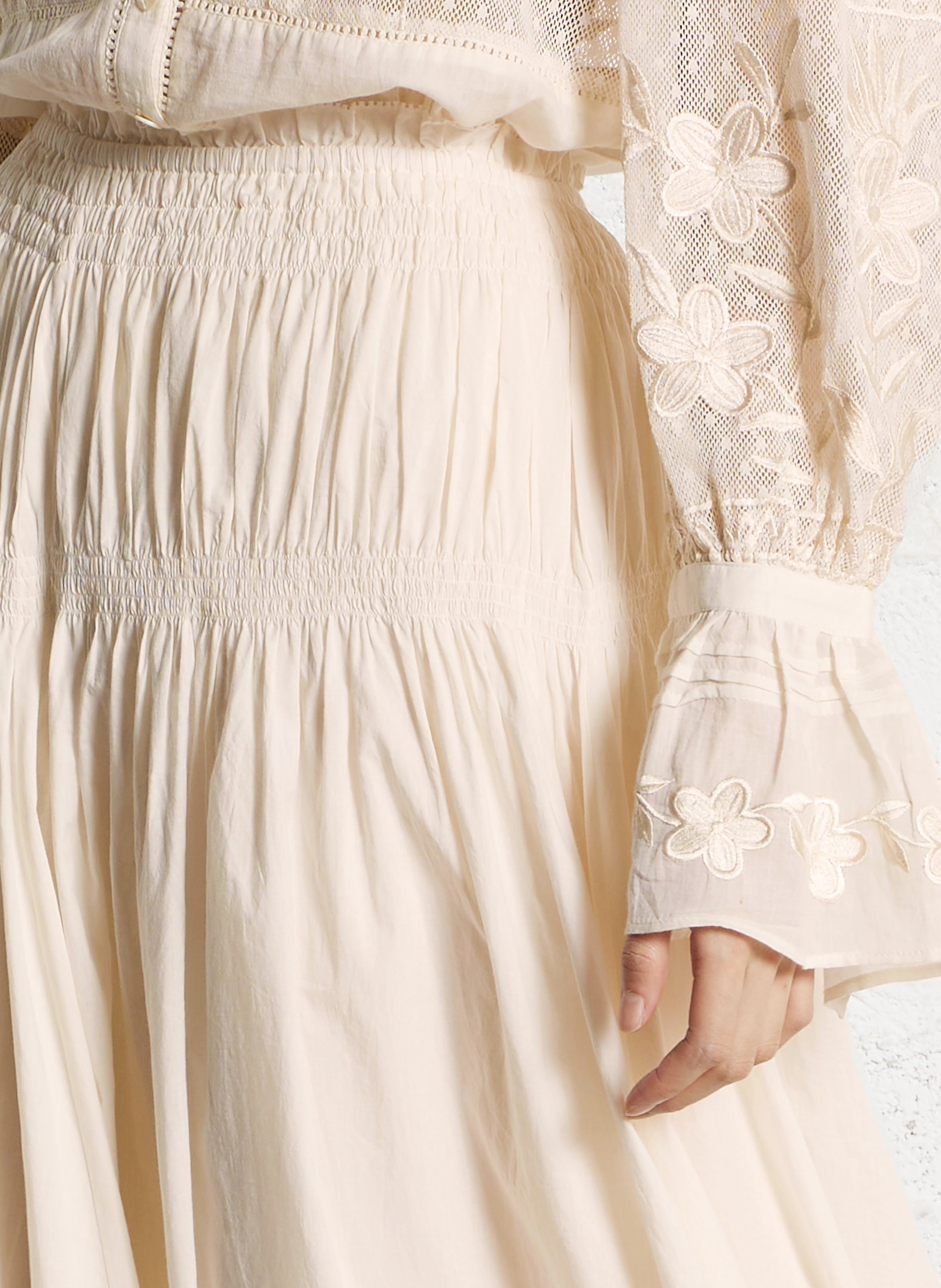 Gonna lunga svasata in cotone ANTIK BATIK Bianco