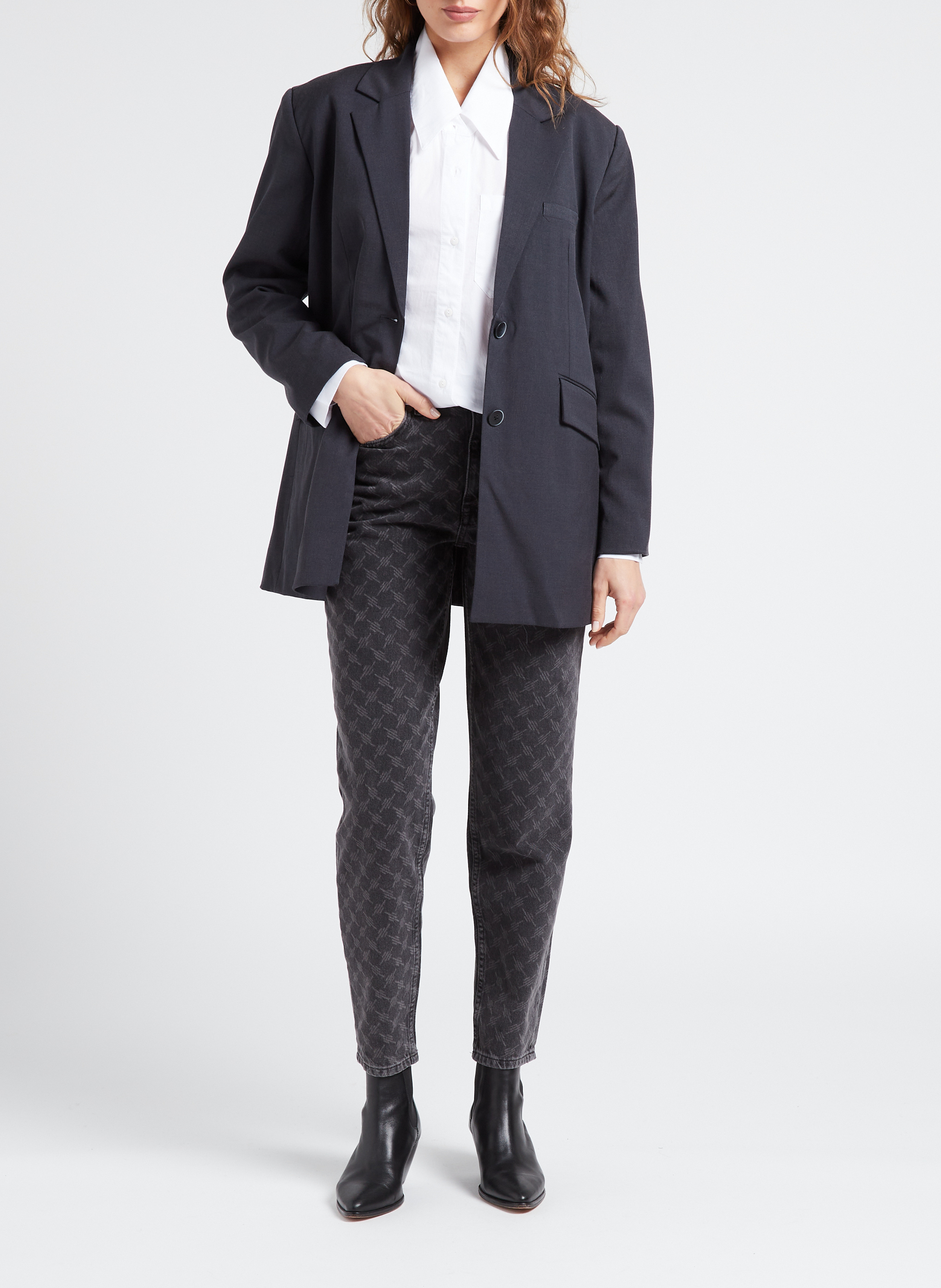 Cotton-blend straight-leg jeans OBJECT Black