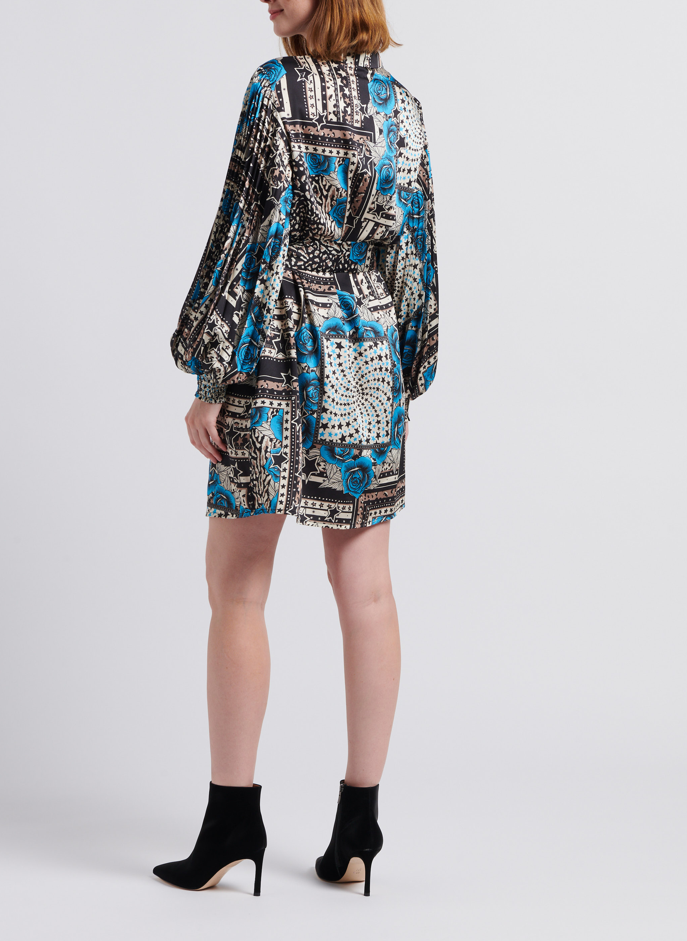 Straight-cut printed shirt dress TWINSET Blue