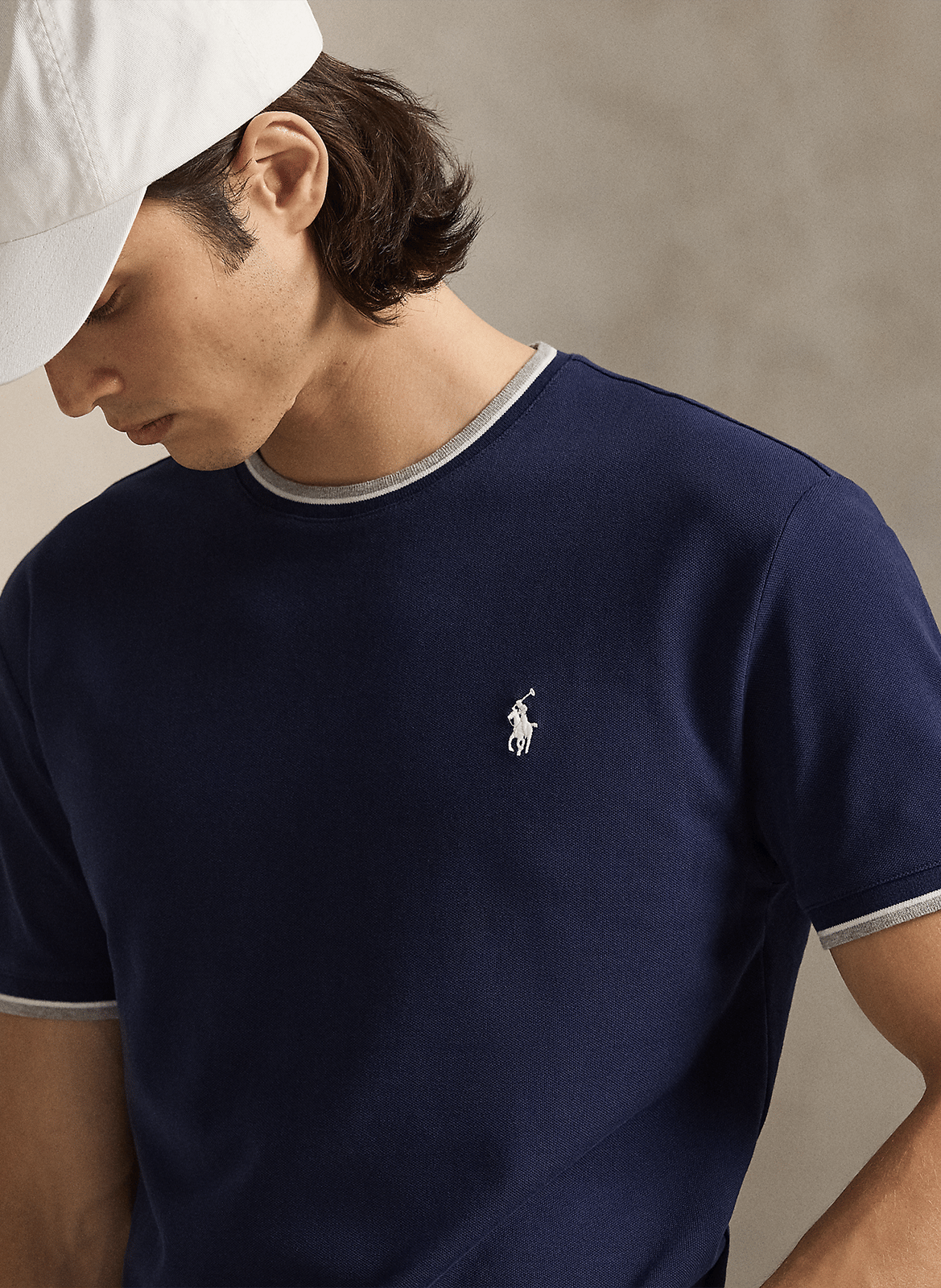 Camiseta de mezcla de algodón recta con cuello redondo POLO RALPH LAUREN Azul