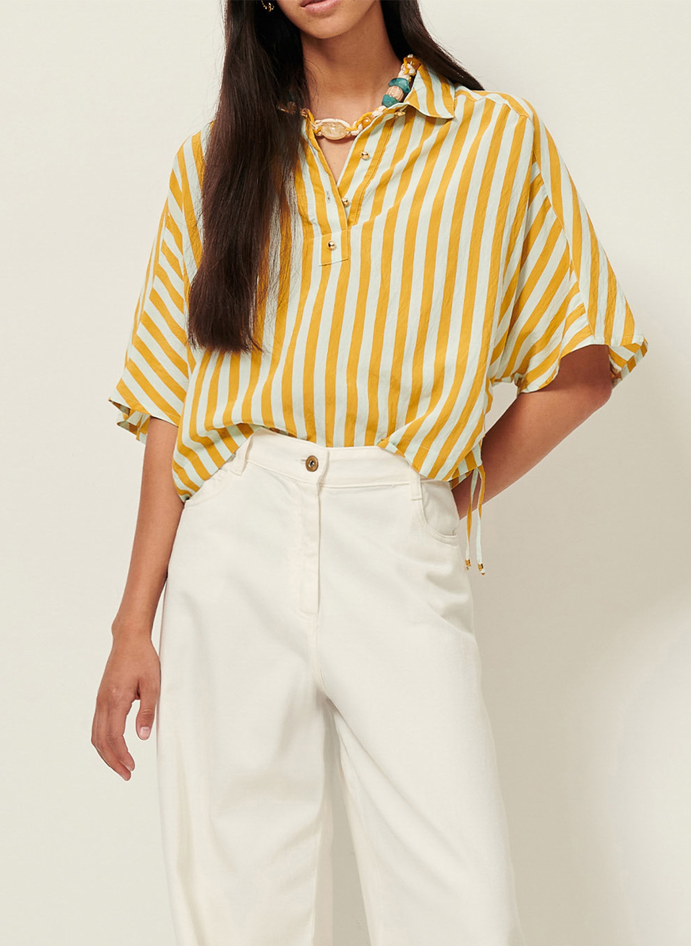 Gestreepte crop top SESSUN Geel