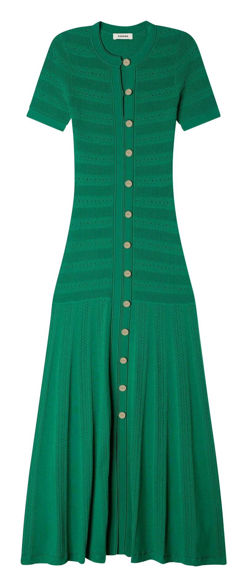 Lange jurk met ronde hals SANDRO Green