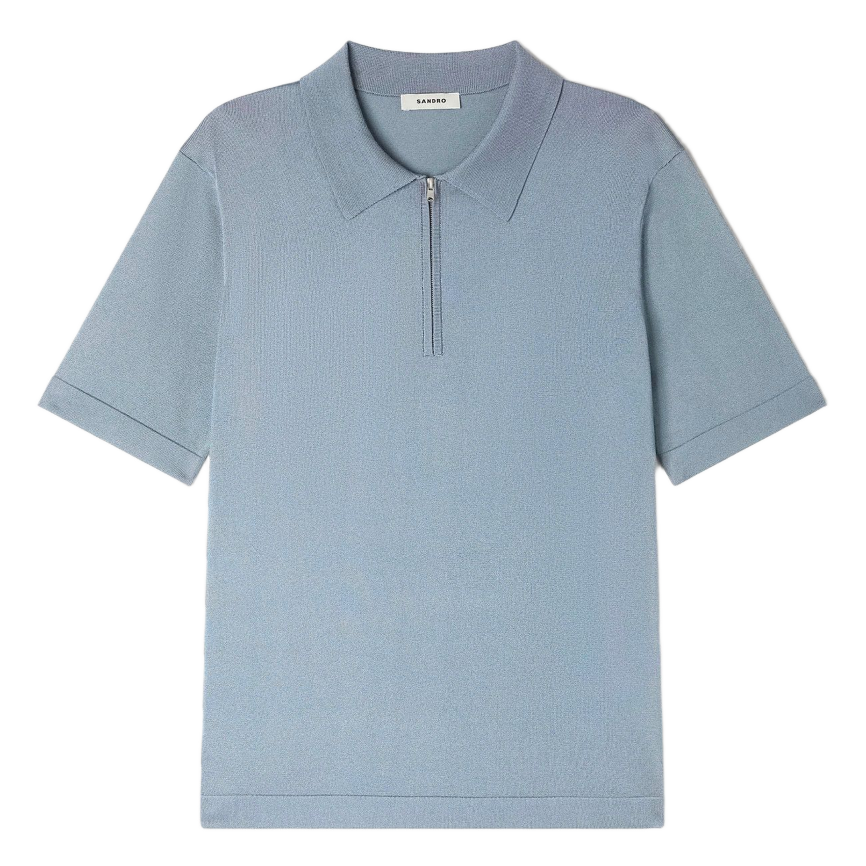 T-shirt manches courtes à col polo zippé Gris