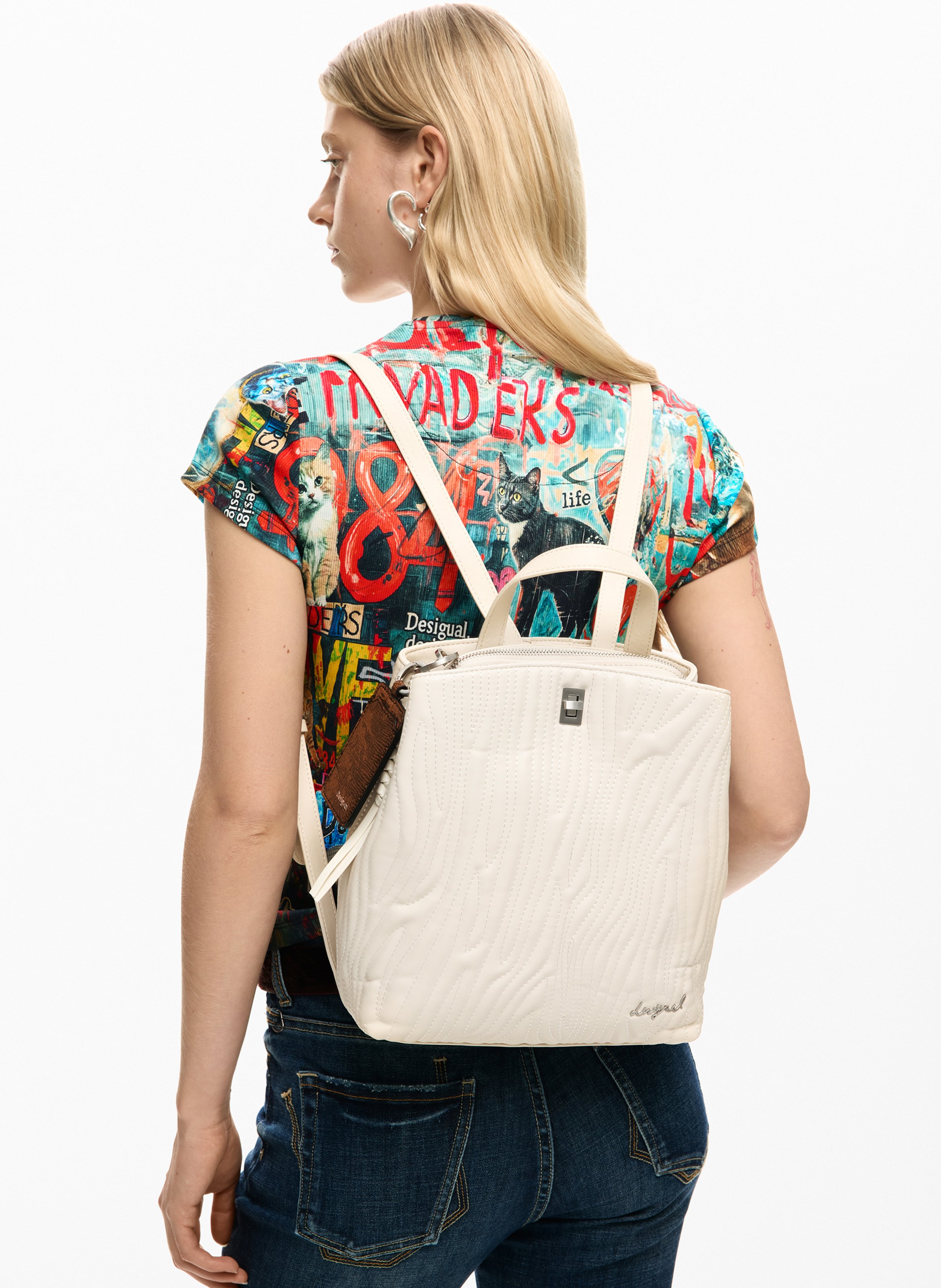 Patterned backpack DESIGUAL White
