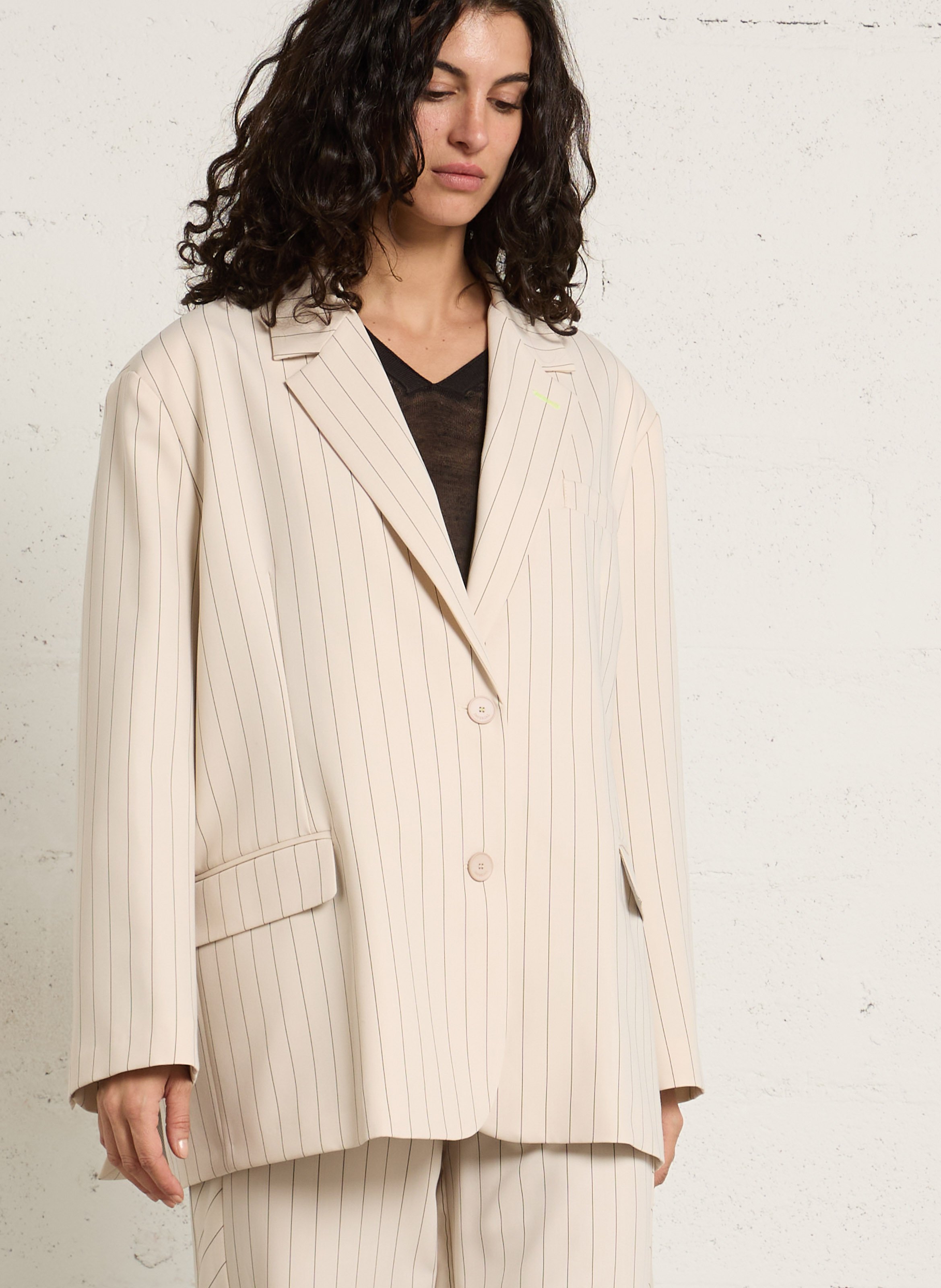 Oversized blazer met strepen en sjaalkraag IMPERIAL Beige