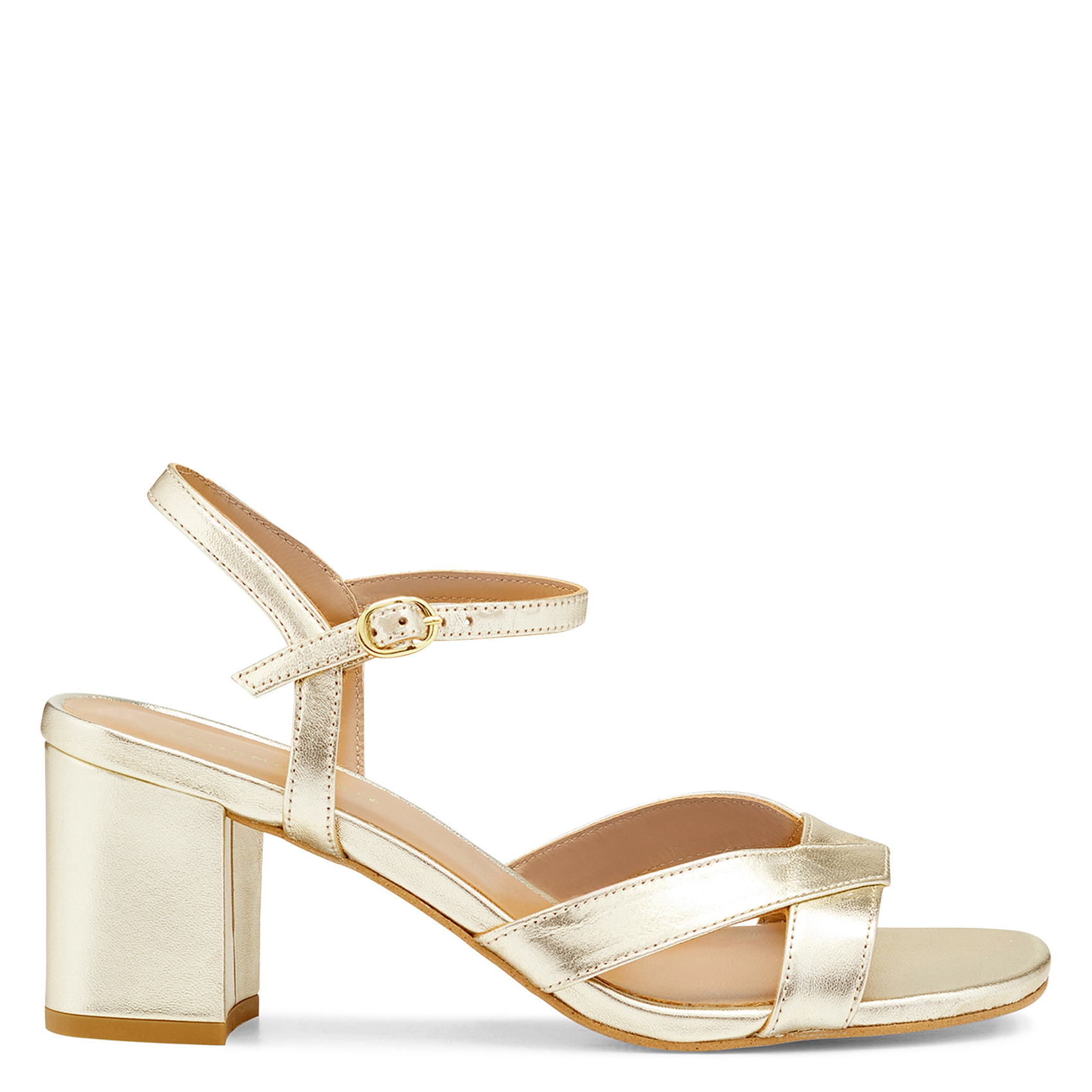 Sandales à talon en cuir métallisé COSMOPARIS Doré