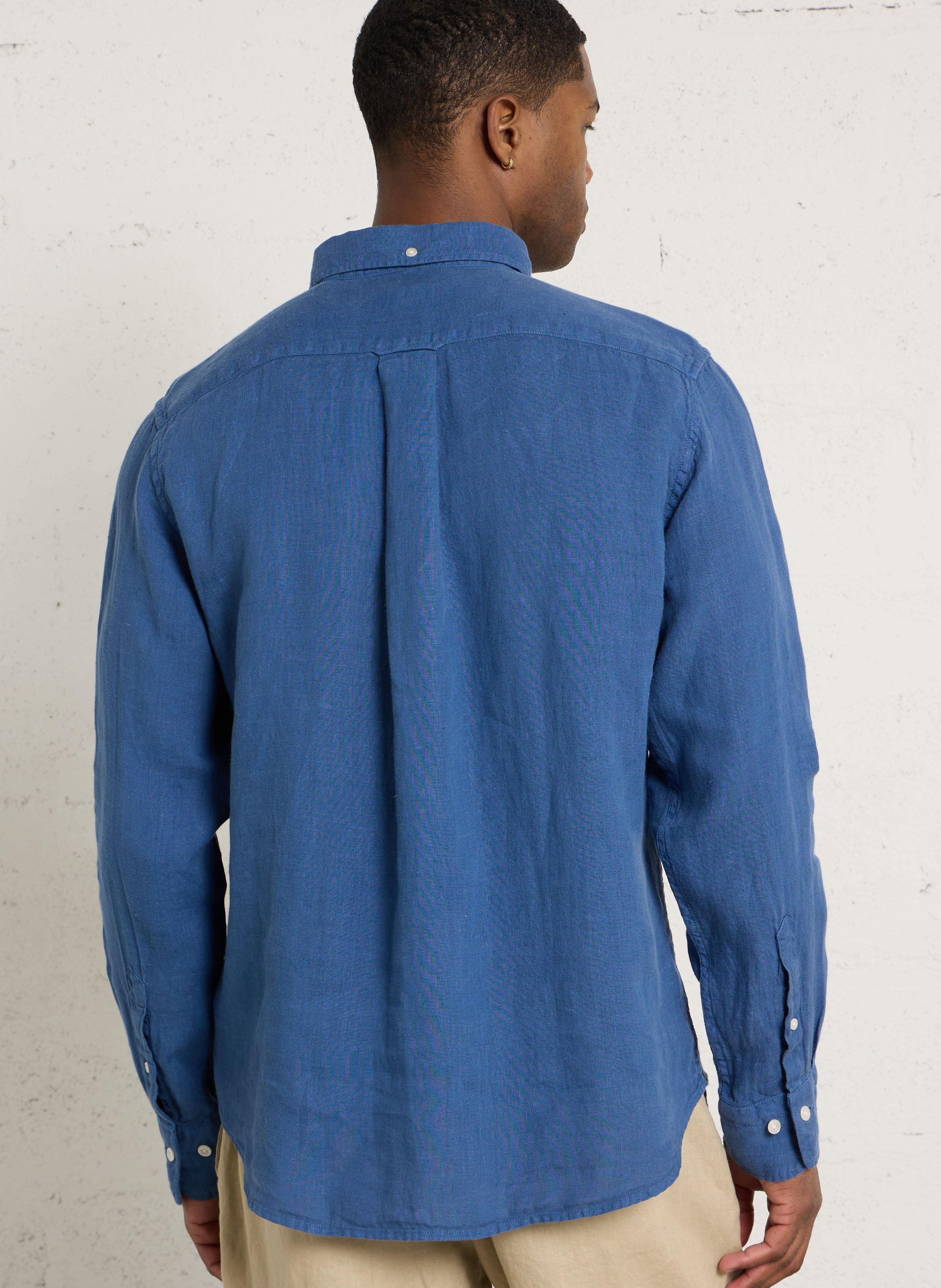 Chemise droite col classique en lin GANT Bleu