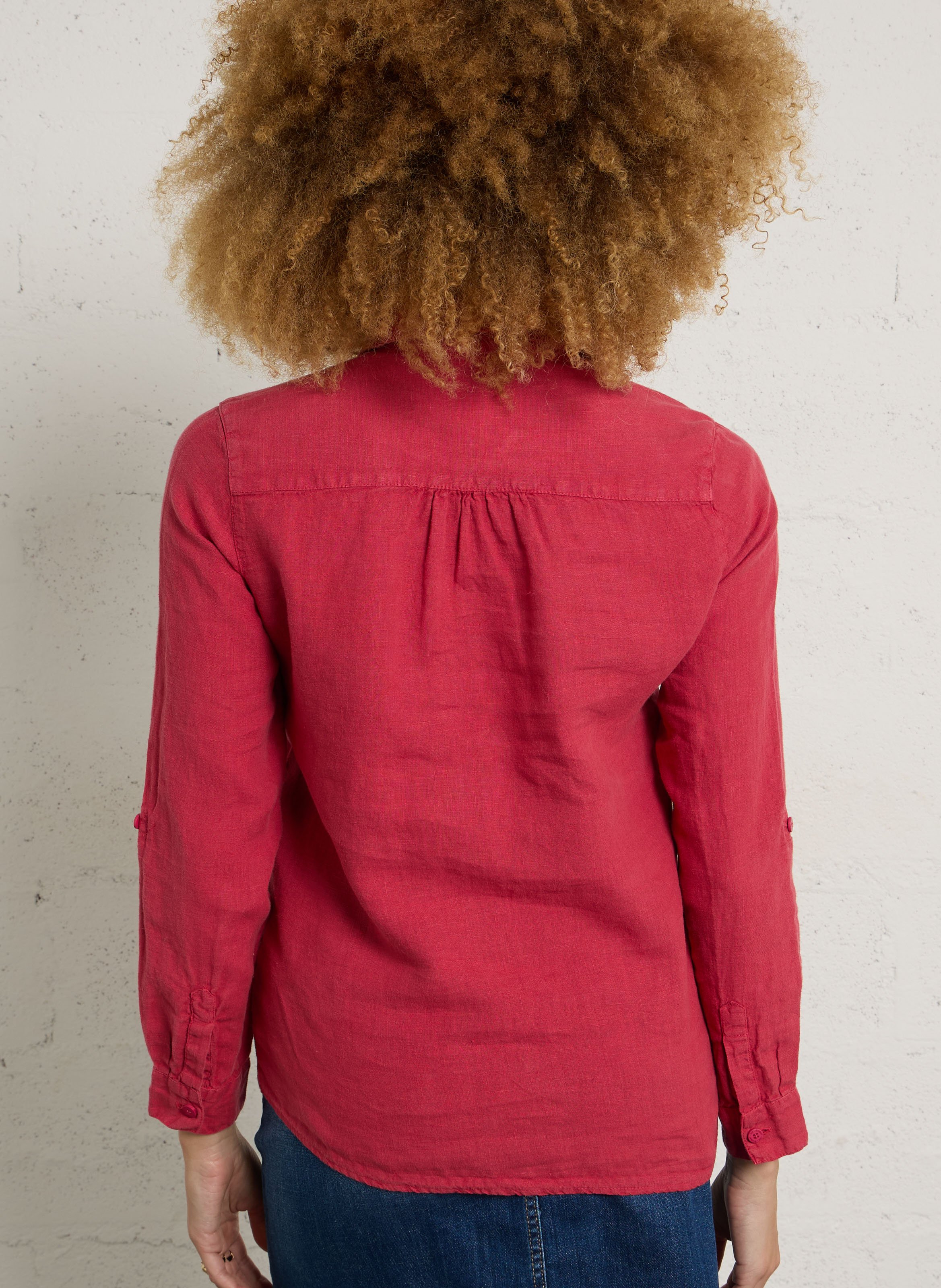 Straight V-neck linen shirt ARMOR LUX Pink