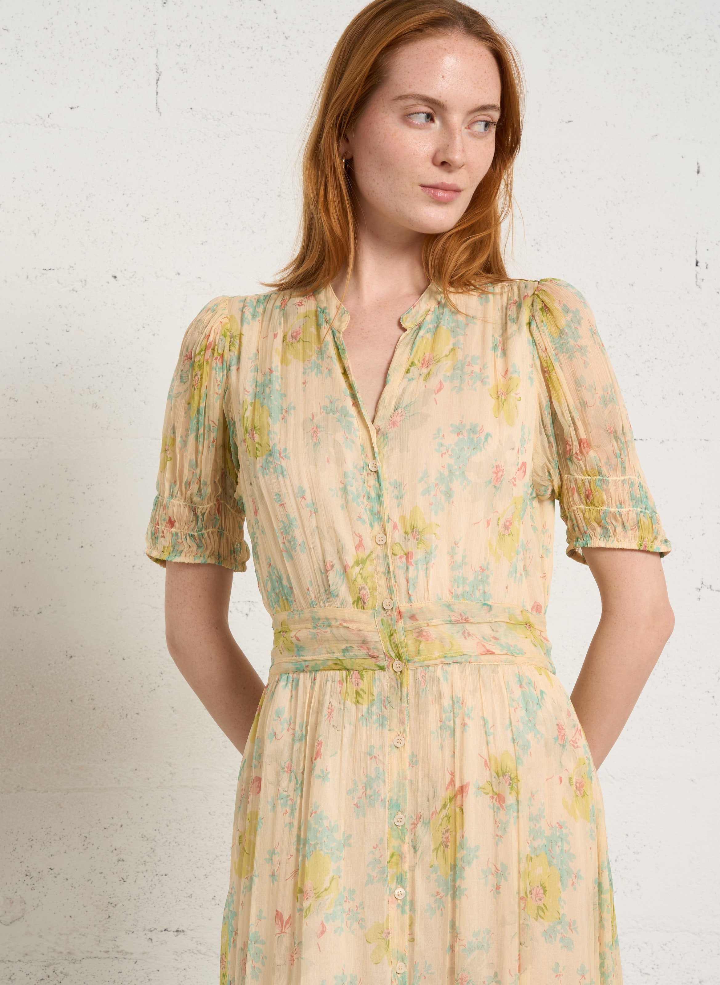 Ausgestelltes langes Kleid mit Print PETITE MENDIGOTE Mehrfarbig