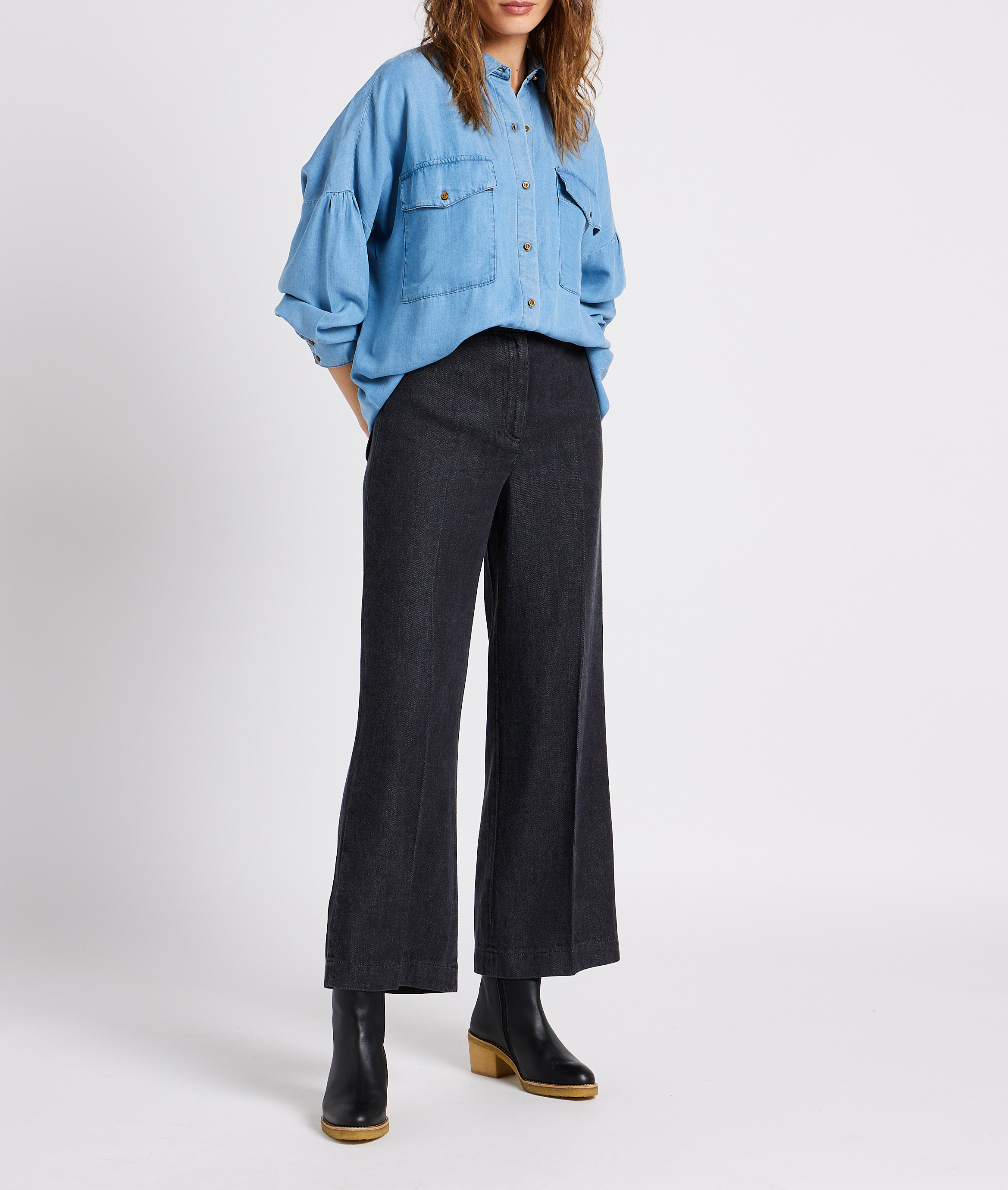 Lyocell shirt with classic collar SESSUN Blue