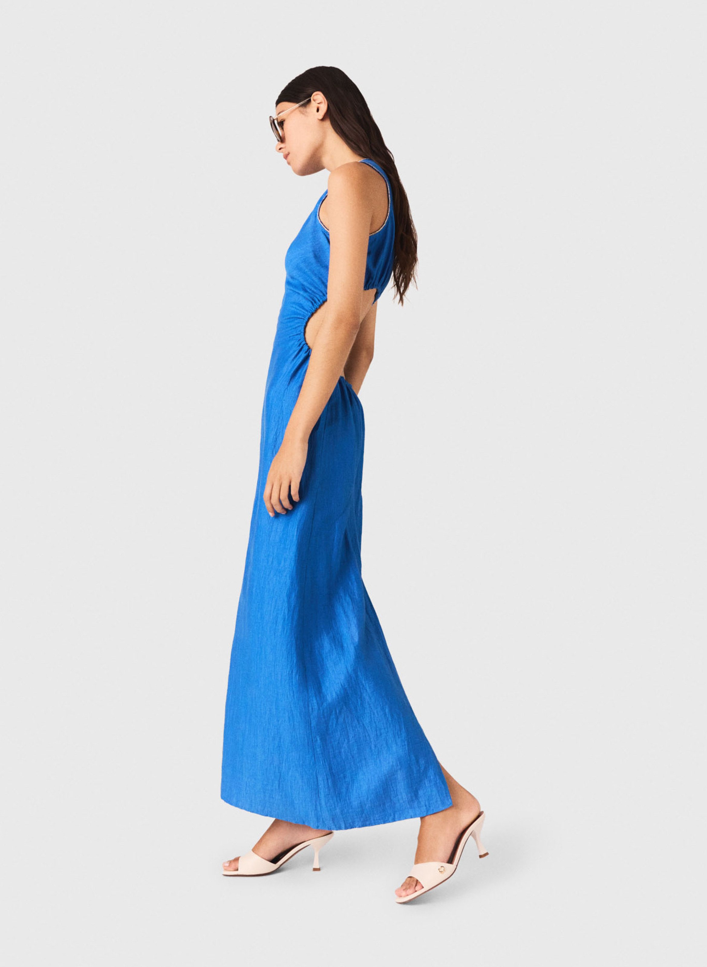 Halflange, glanzende jurk MAJE Blauw