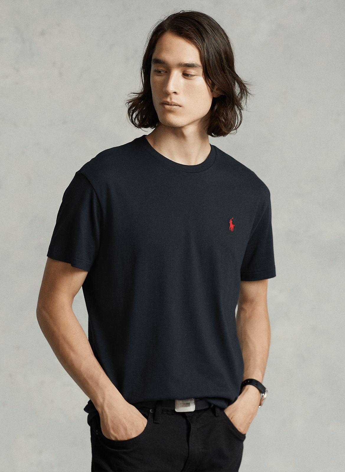 Slim-fit cotton T-shirt with round neck and Pony Player POLO RALPH LAUREN