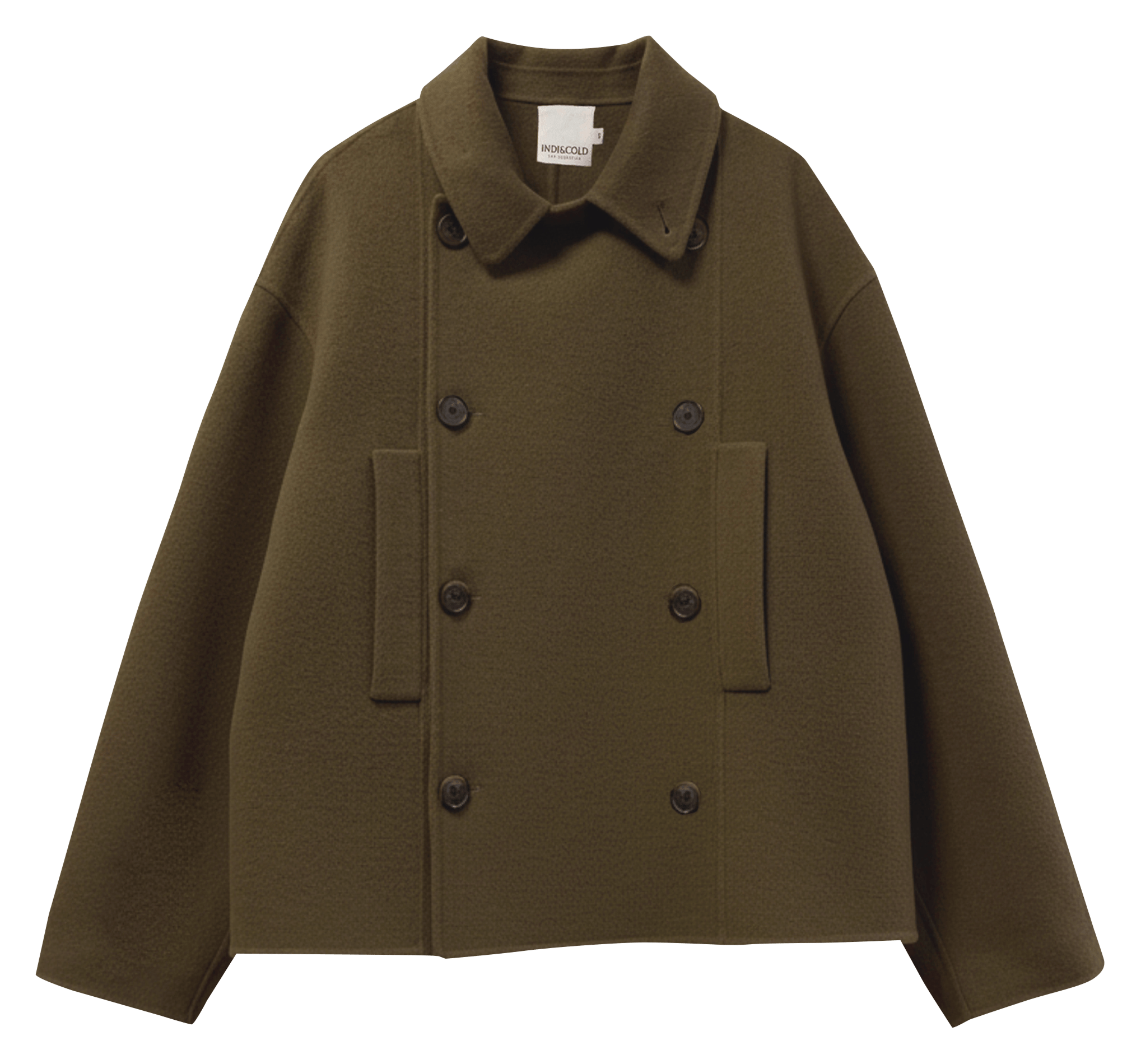 Wool jacket with classic collar INDI & COLD Khaki
