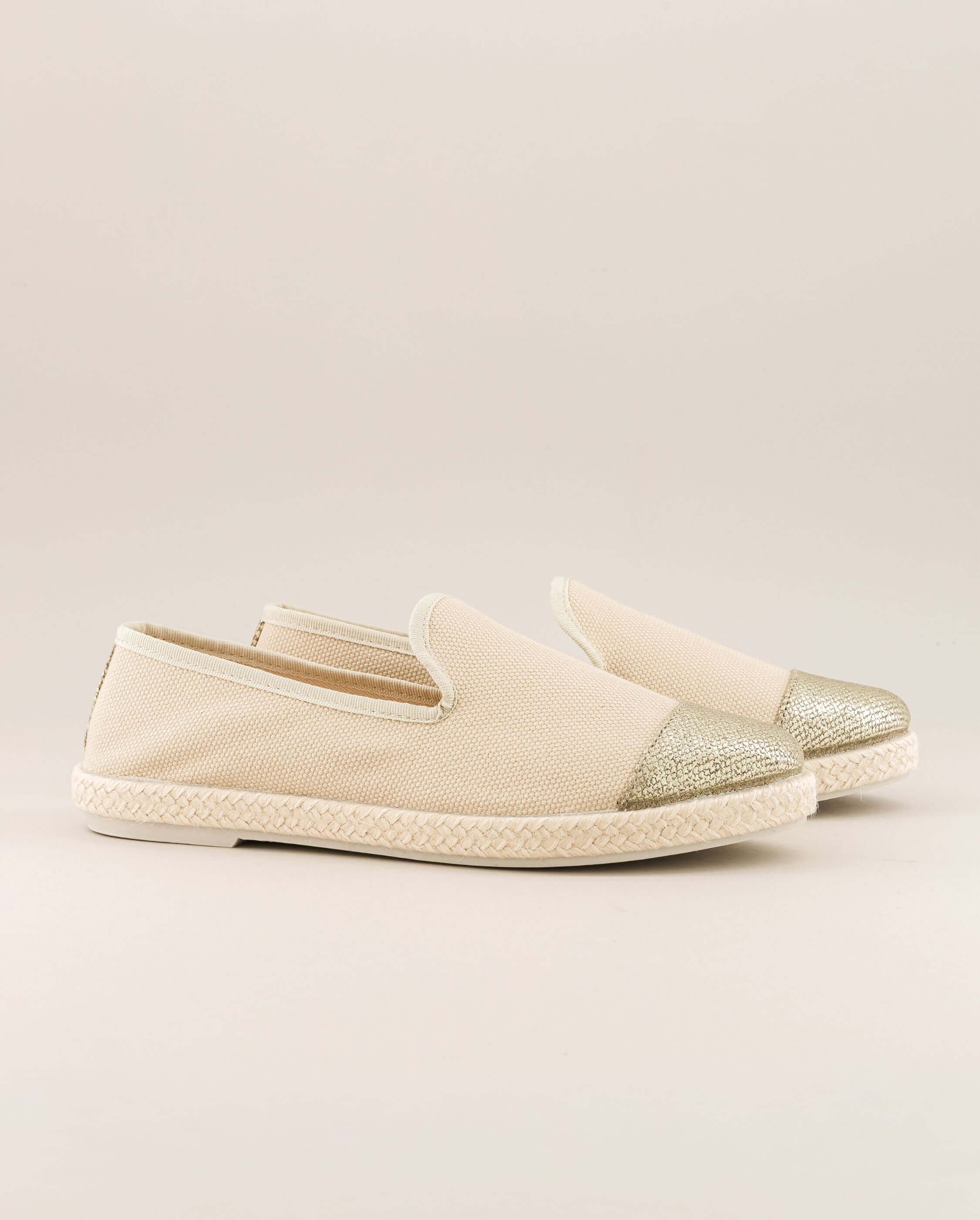 Women's espadrilles, recycled cotton, ivory gold ANGARDE White