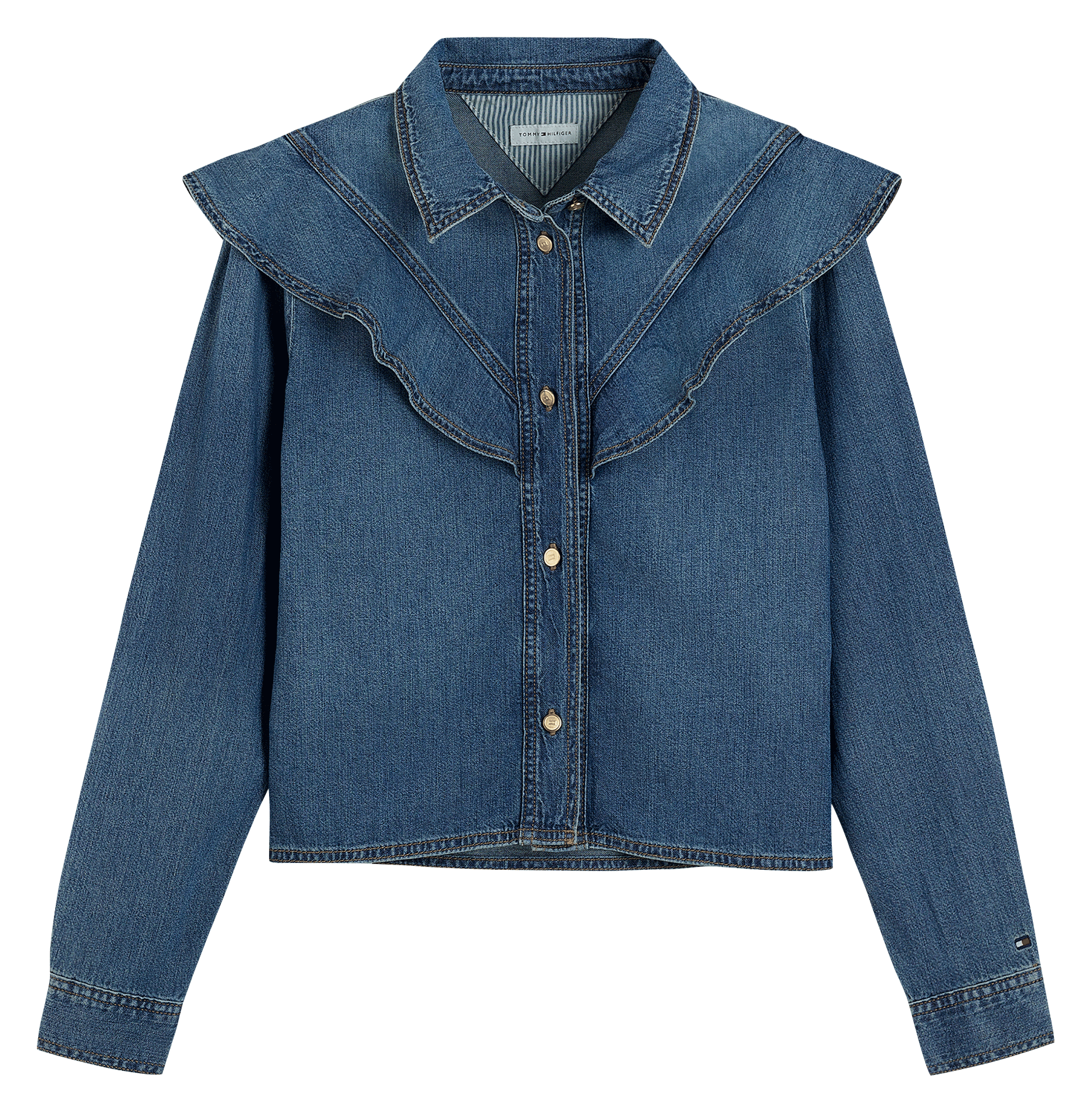 Geknöpftes Jeanshemd mit Volants TOMMY HILFIGER Blau