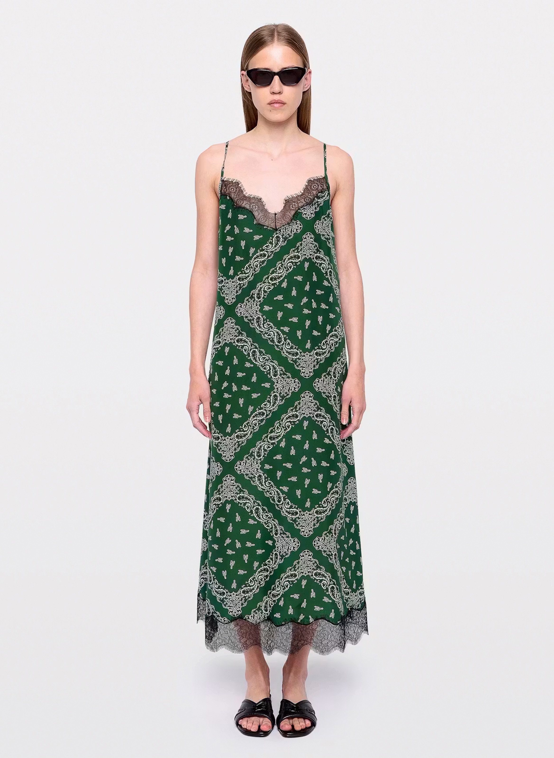 Langes Seidenkleid mit Print ZADIG&VOLTAIRE Grun