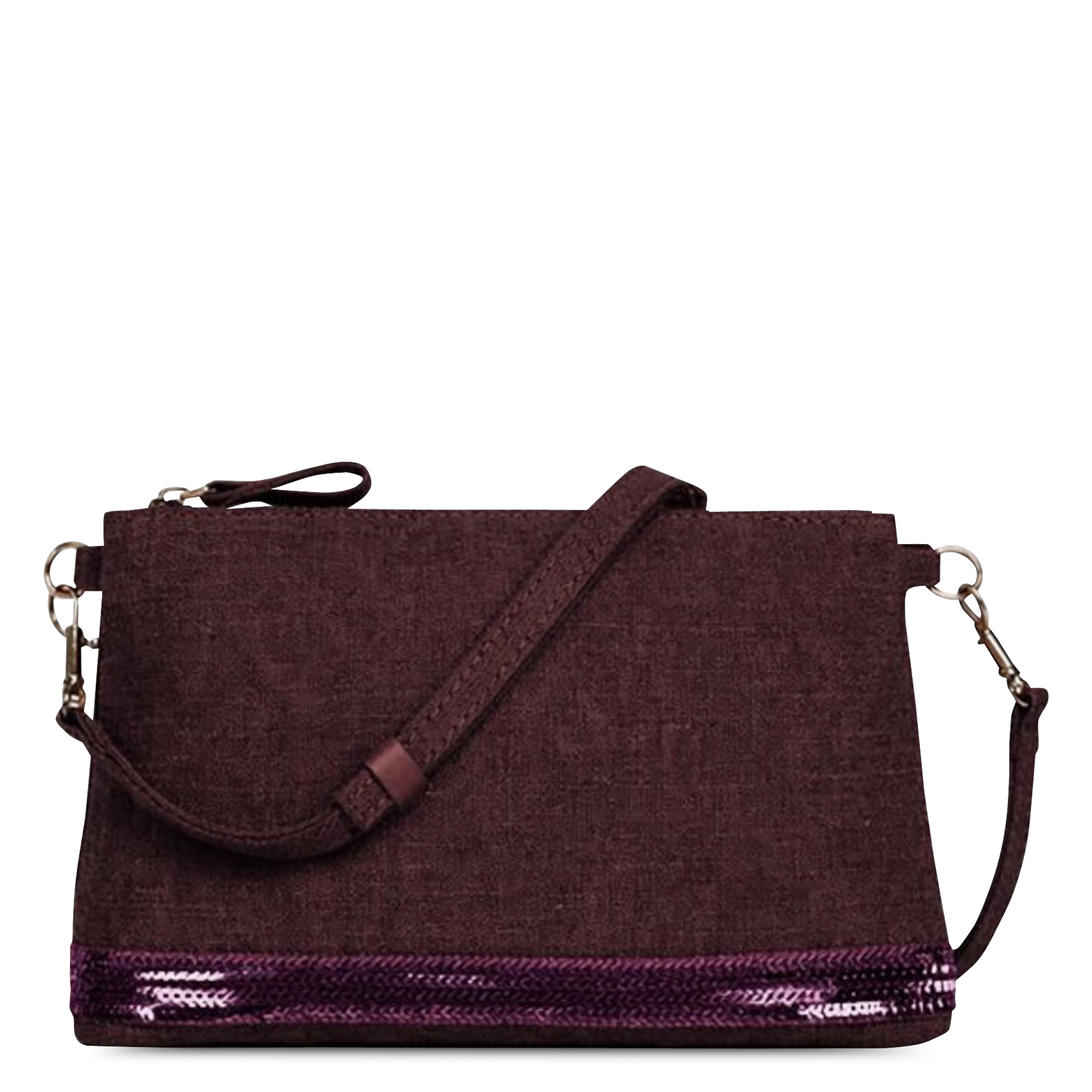 Crossbody linen clutch VANESSA BRUNO Purple