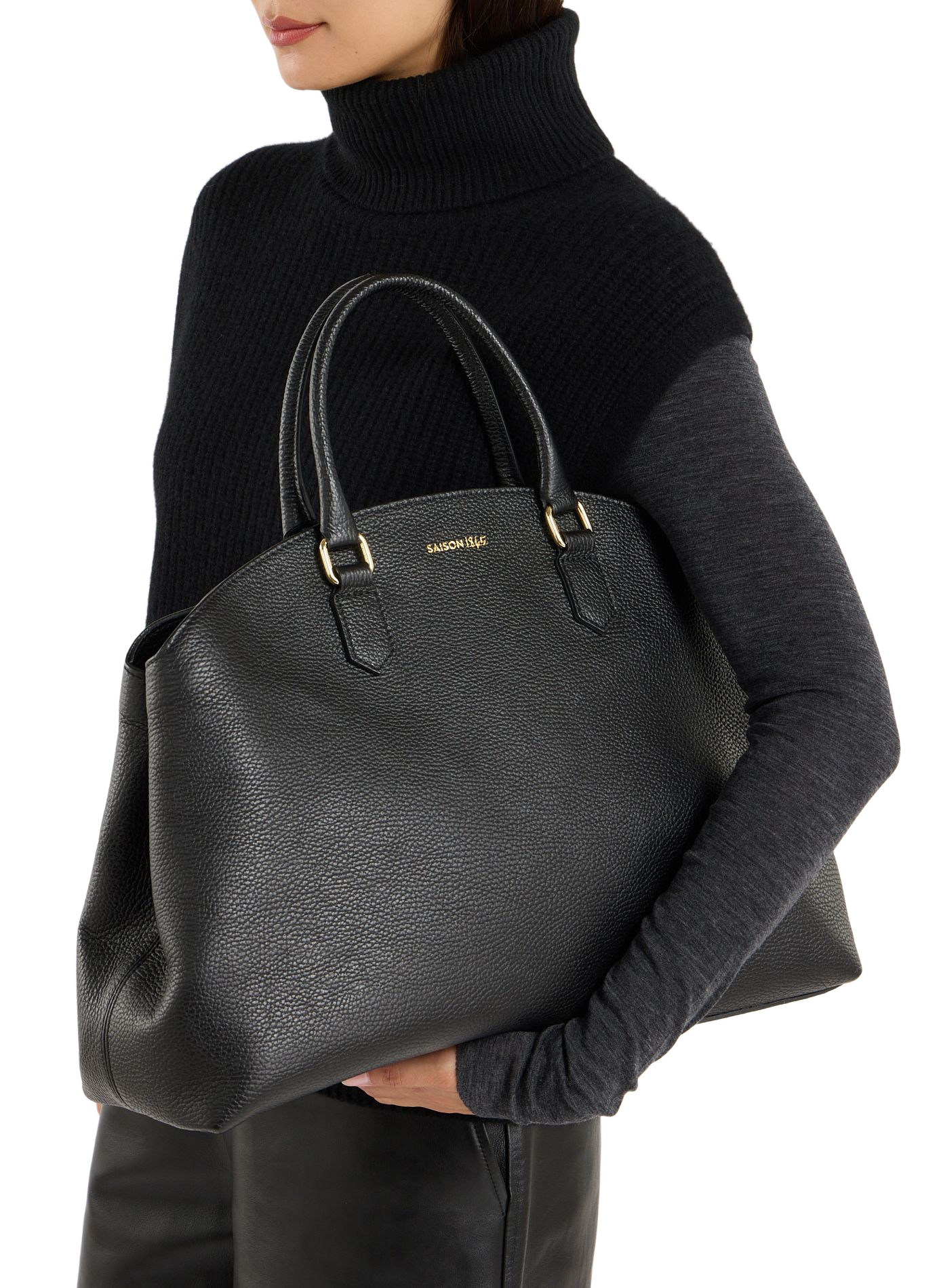 Hadrien grained leather handbag SAISON 1865 Black