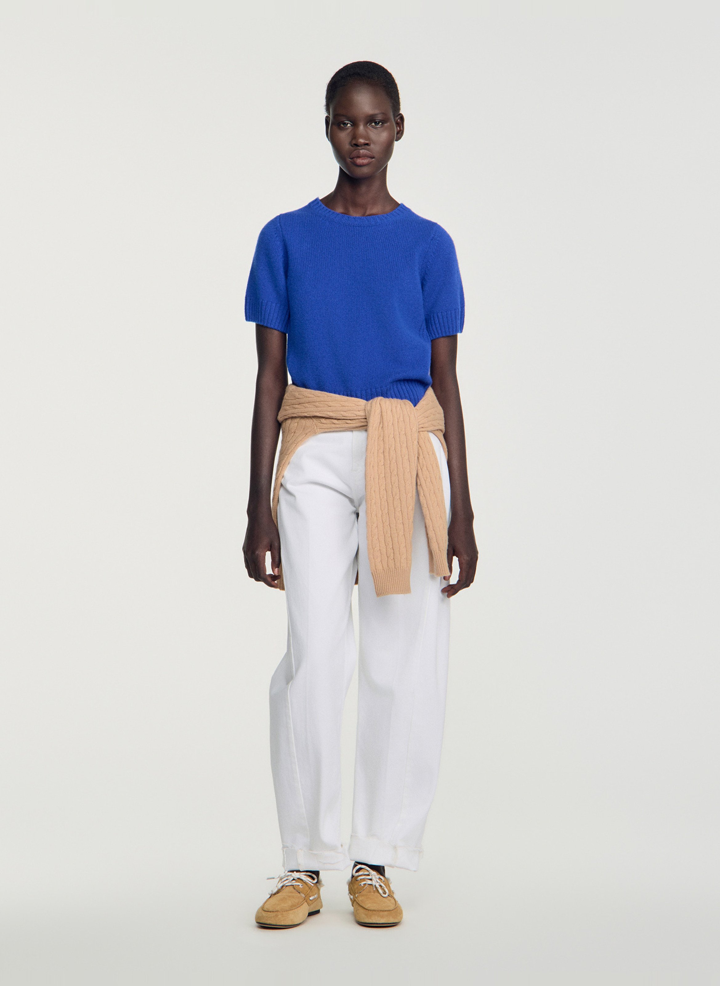 Pull droit en laine SANDRO Bleu