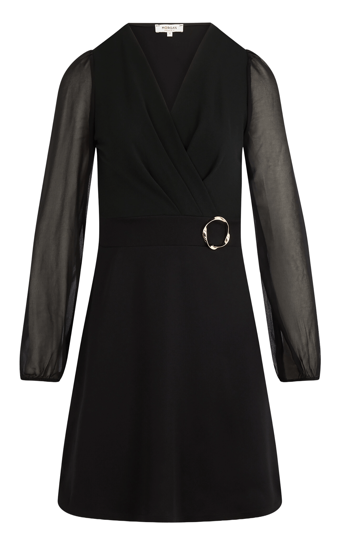 Robe courte manches longues transparentes MORGAN Noir