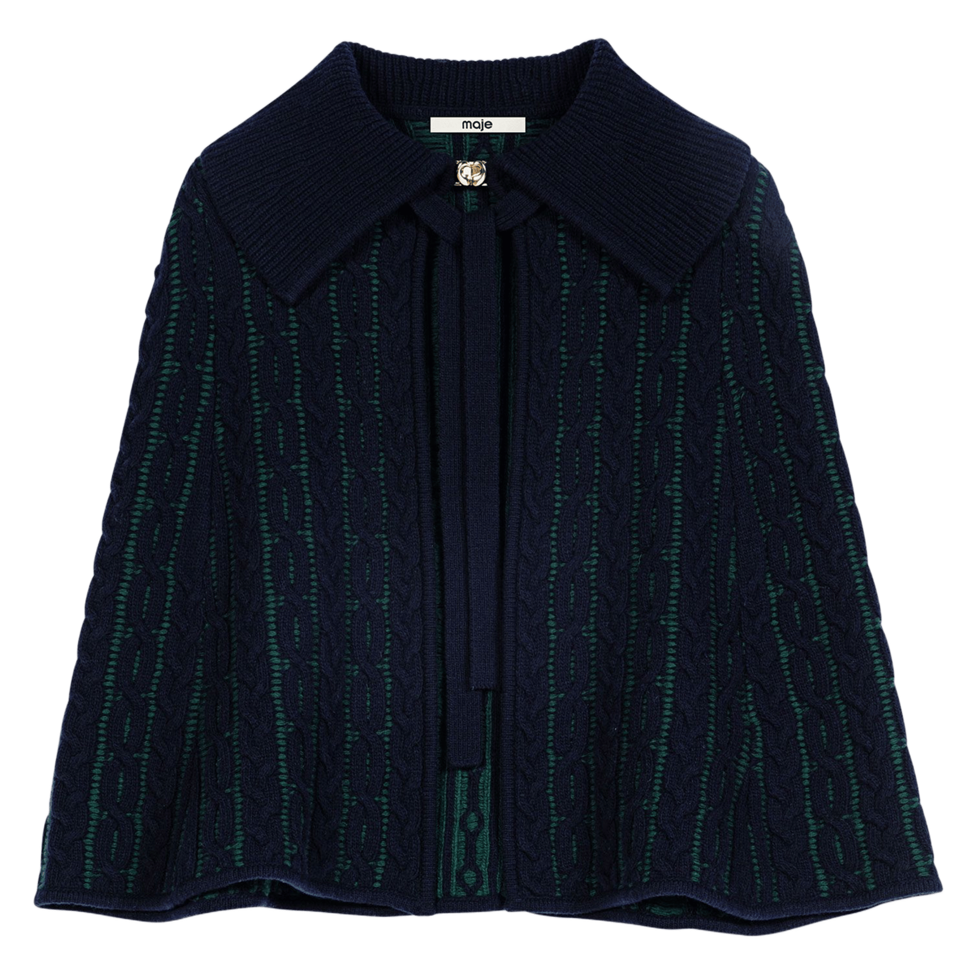 Rechte cape met klassieke kraag van gemengde wol MAJE Blauw