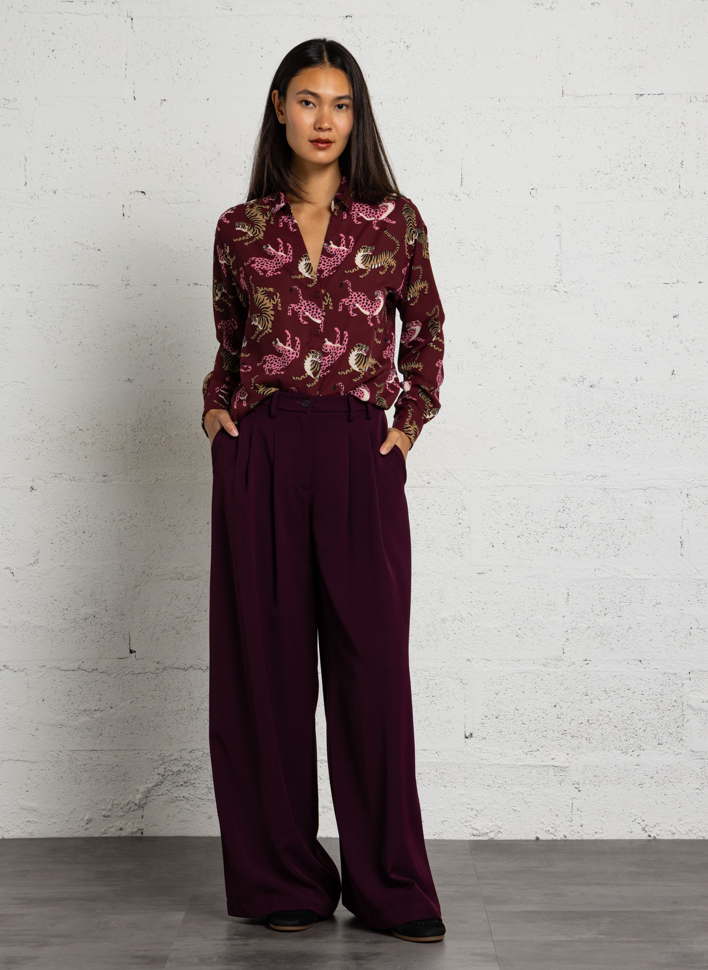 Chemise droite col classique imprimée LE TEMPS DES CERISES Rouge