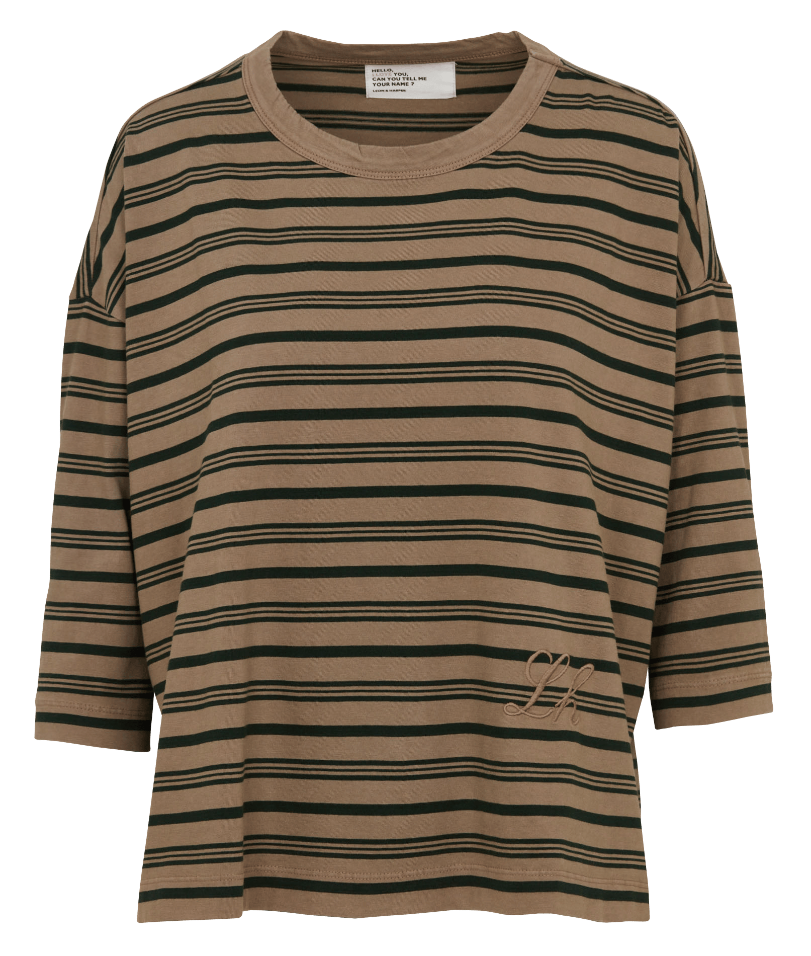 Gestreiftes T-Shirt mit weiten 3/4-Ärmeln LEON & HARPER Grau