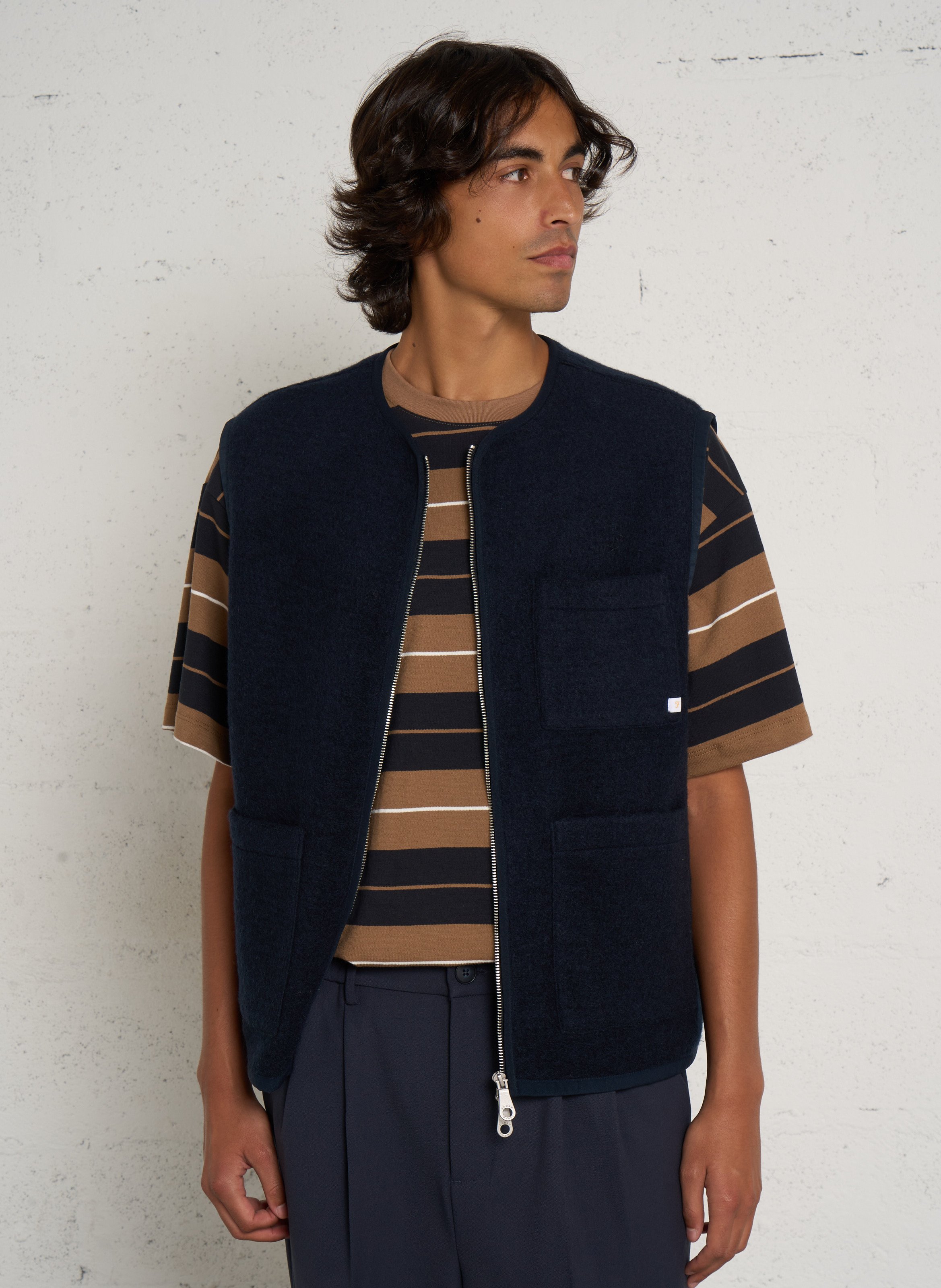 Strickweste aus Wollmix FARAH Blau