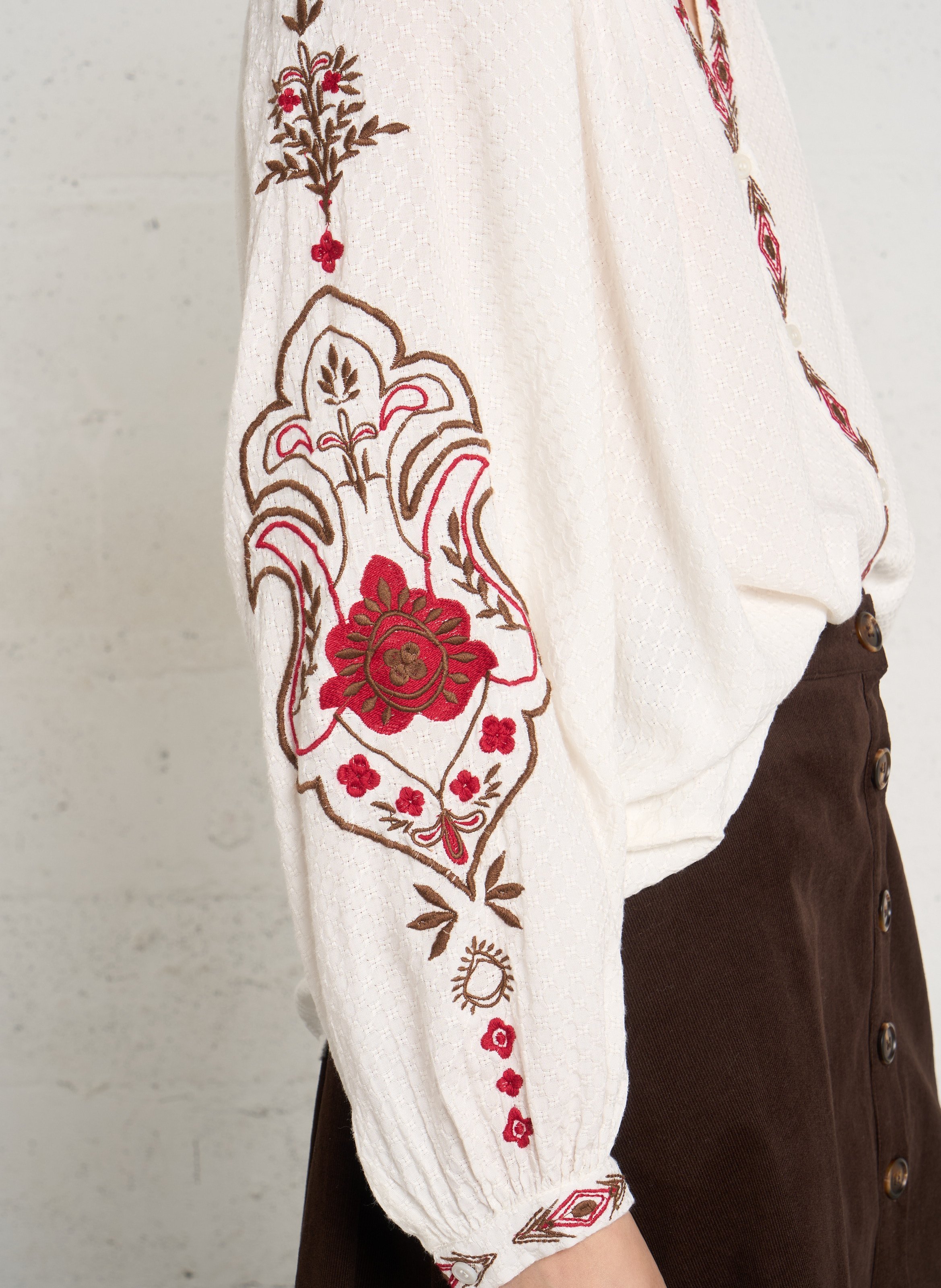 Henley-Bluse mit Stickerei LA PETITE ETOILE Beige