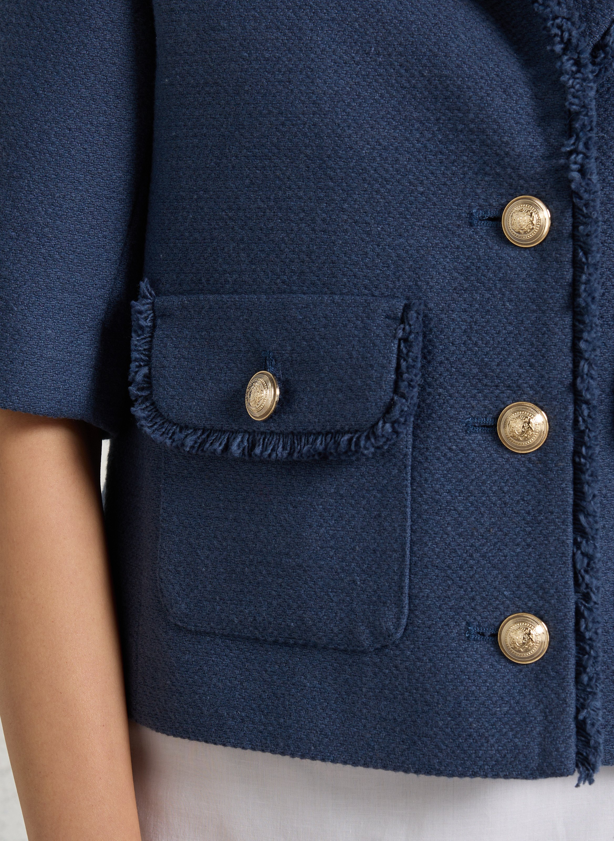 Veste courte droite en coton mélangé MAISON 123 Bleu