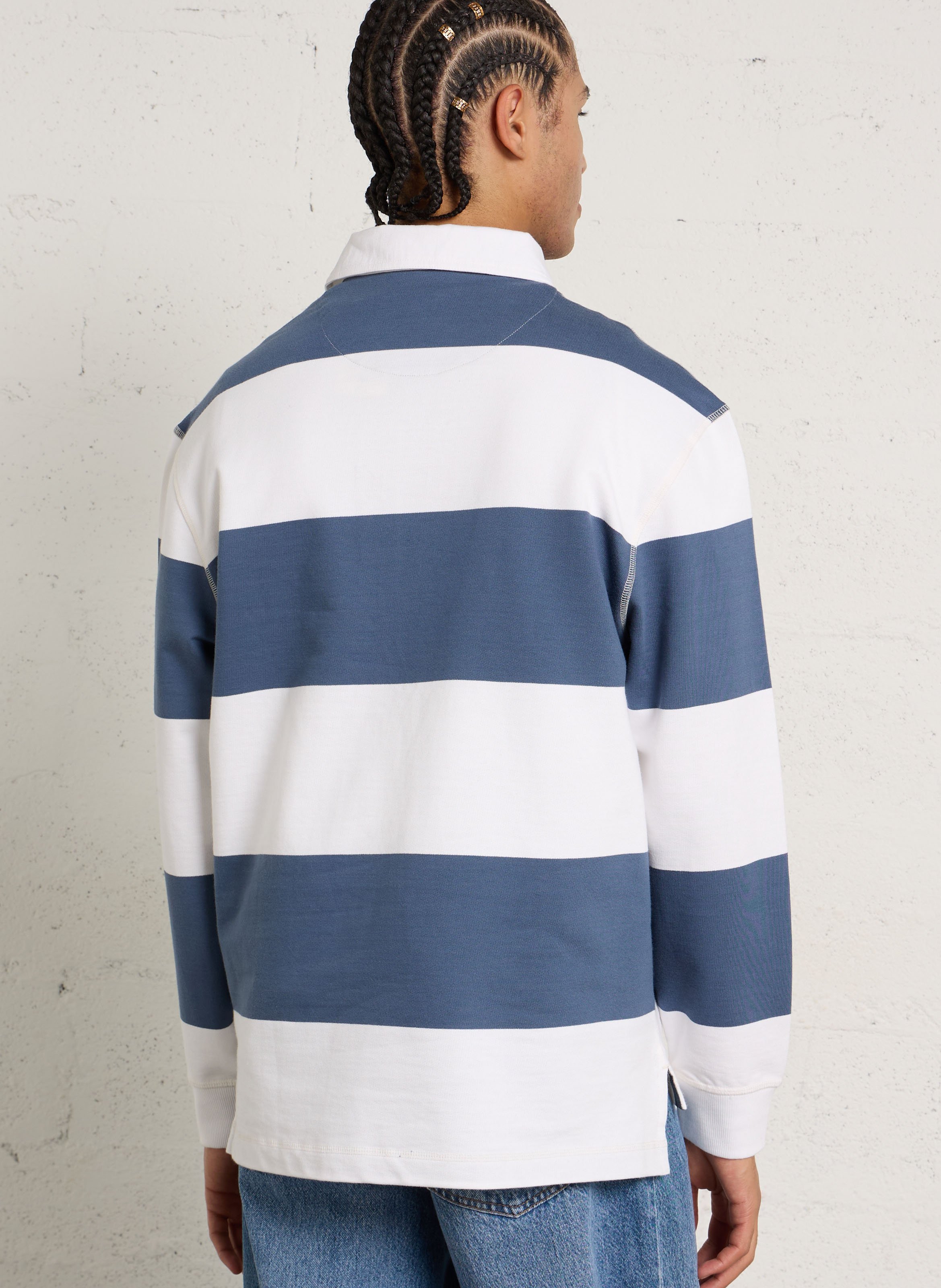Gerade geschnittenes Poloshirt aus gestreifter Baumwolle PEPE JEANS Blau