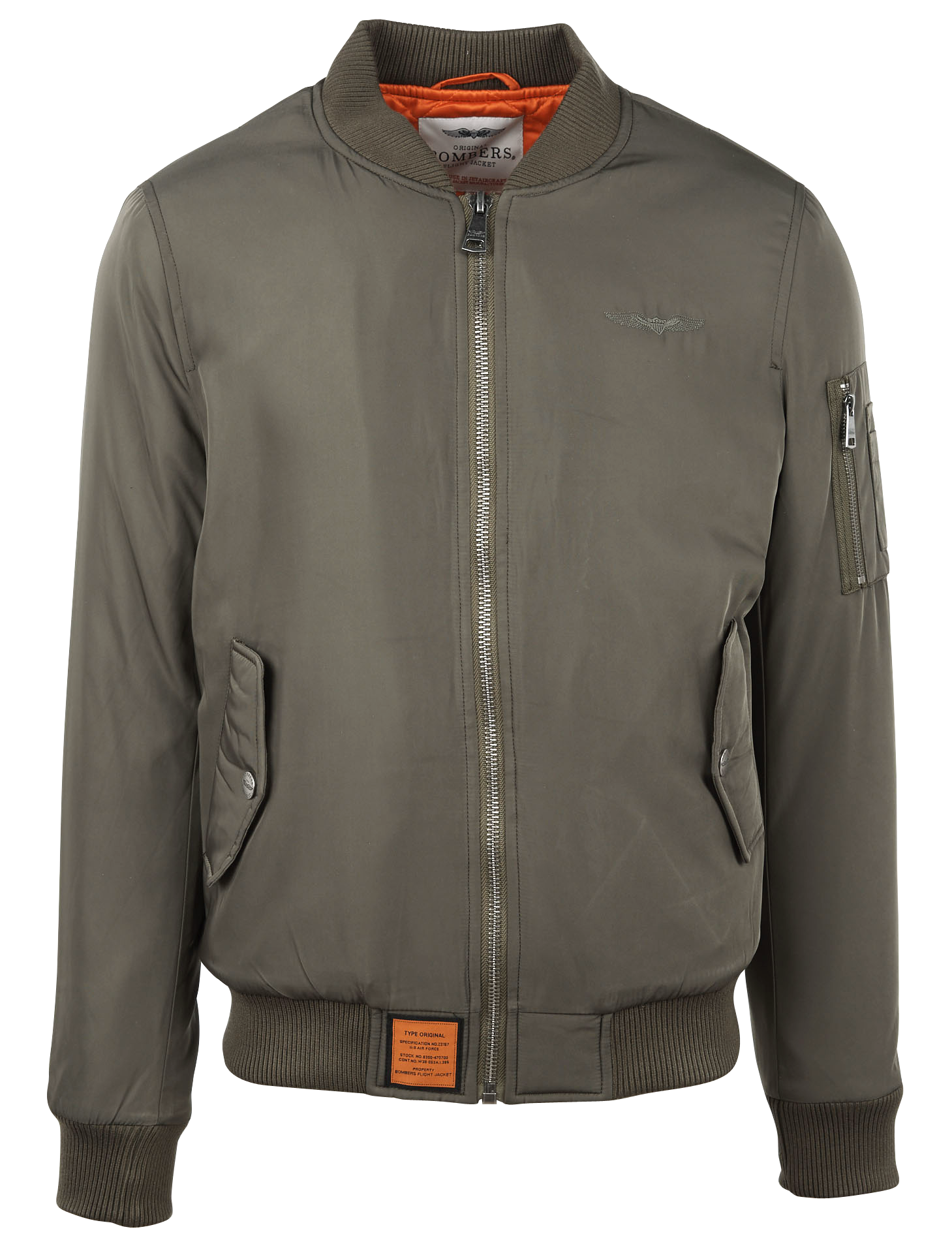 Bomber col teddy regular-fit zippé BOMBERS ORIGINAL Kaki