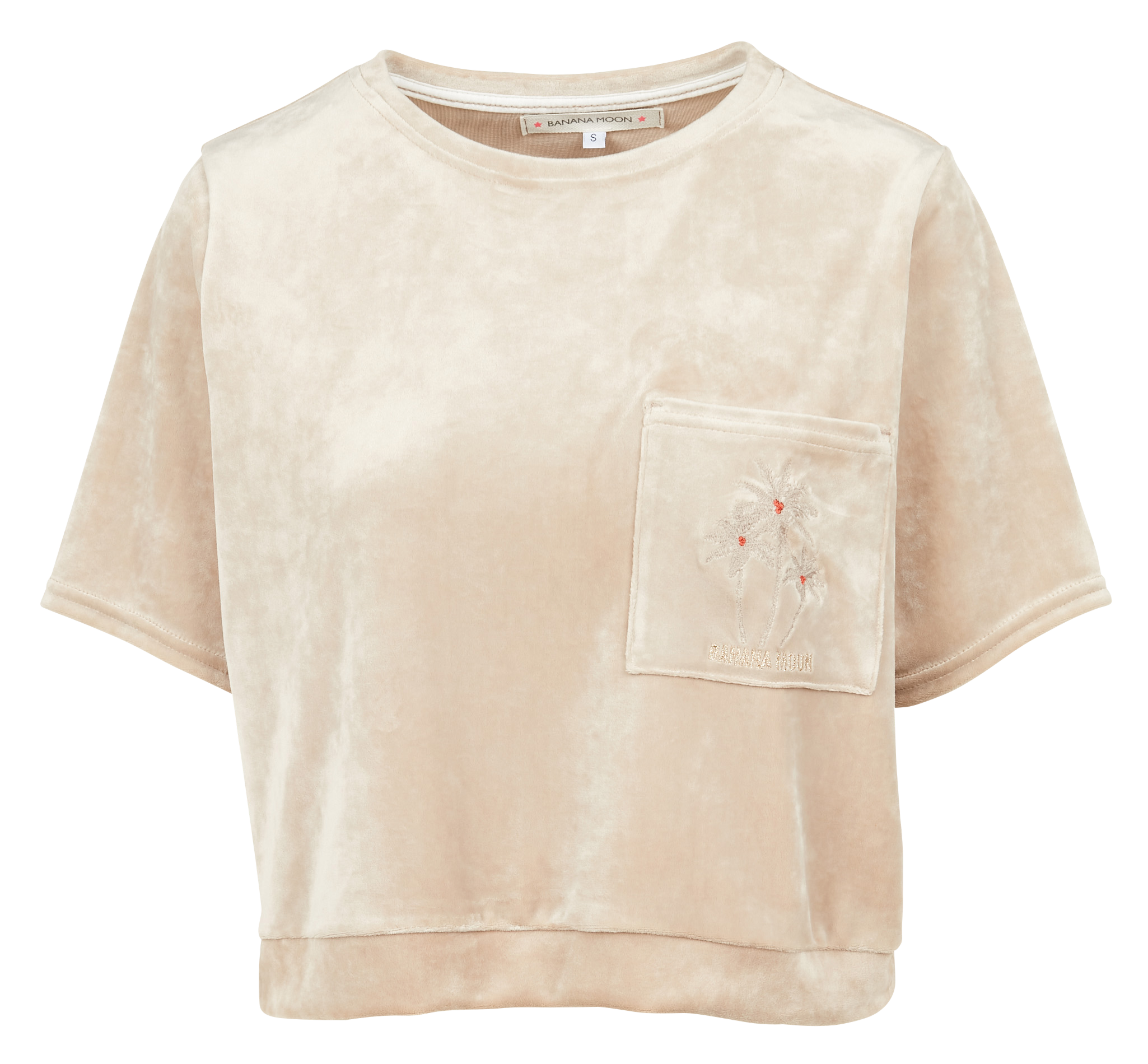 Top droit col rond en velours BANANA MOON Beige