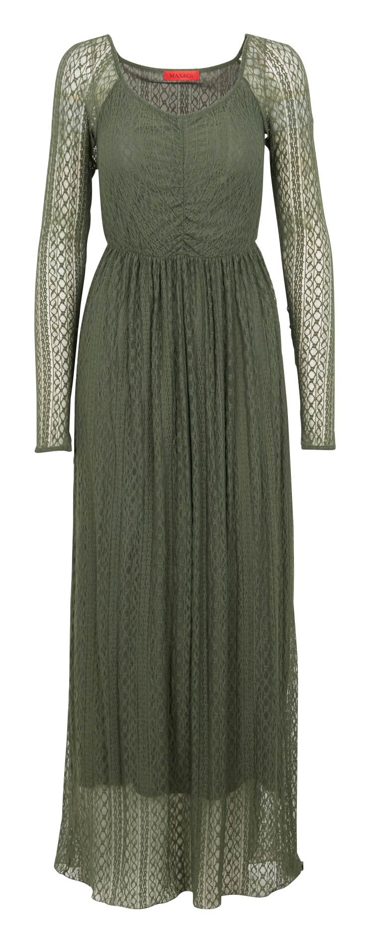 Lange jurk met corsetachtig lijfje en kant MAX&Co. Groen