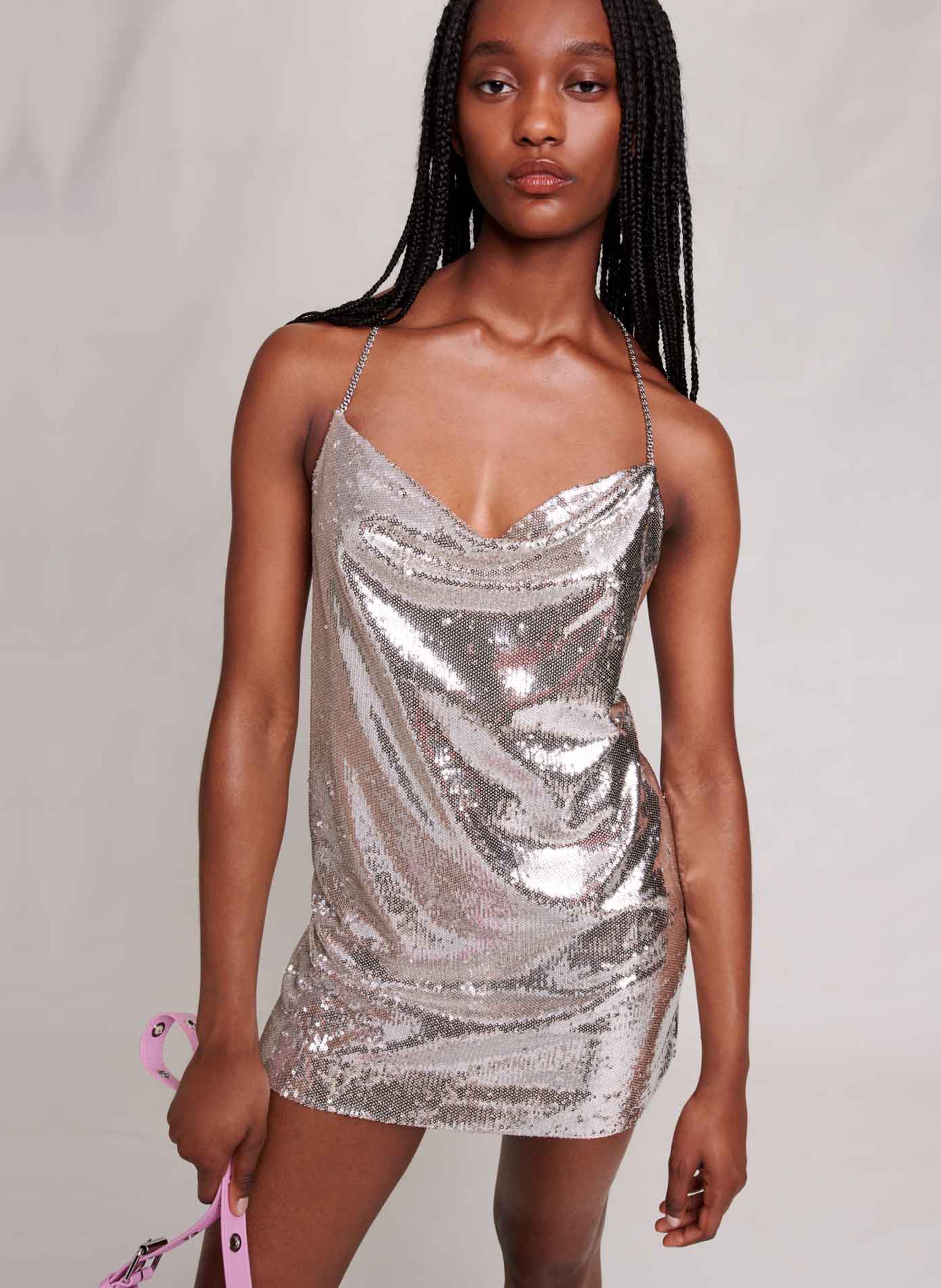 Cowl neck 2025 glitter dress