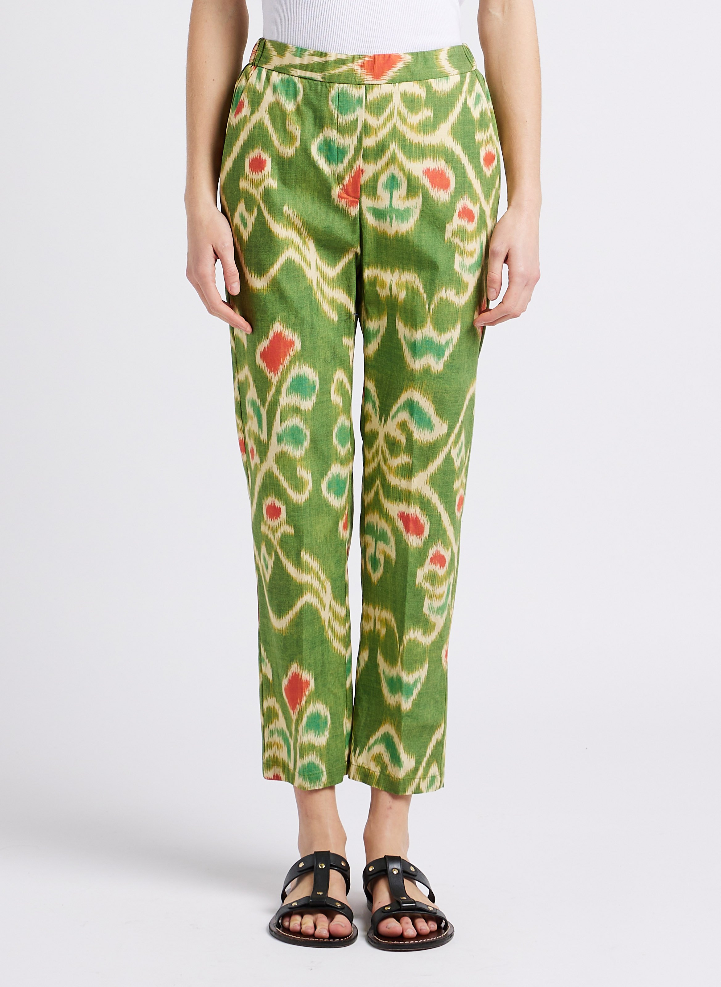 Pantalon droit en coton imprimé DIEGA Vert