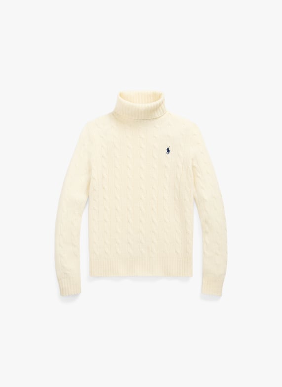 Pull col roule en laine et cachemire Blanc
