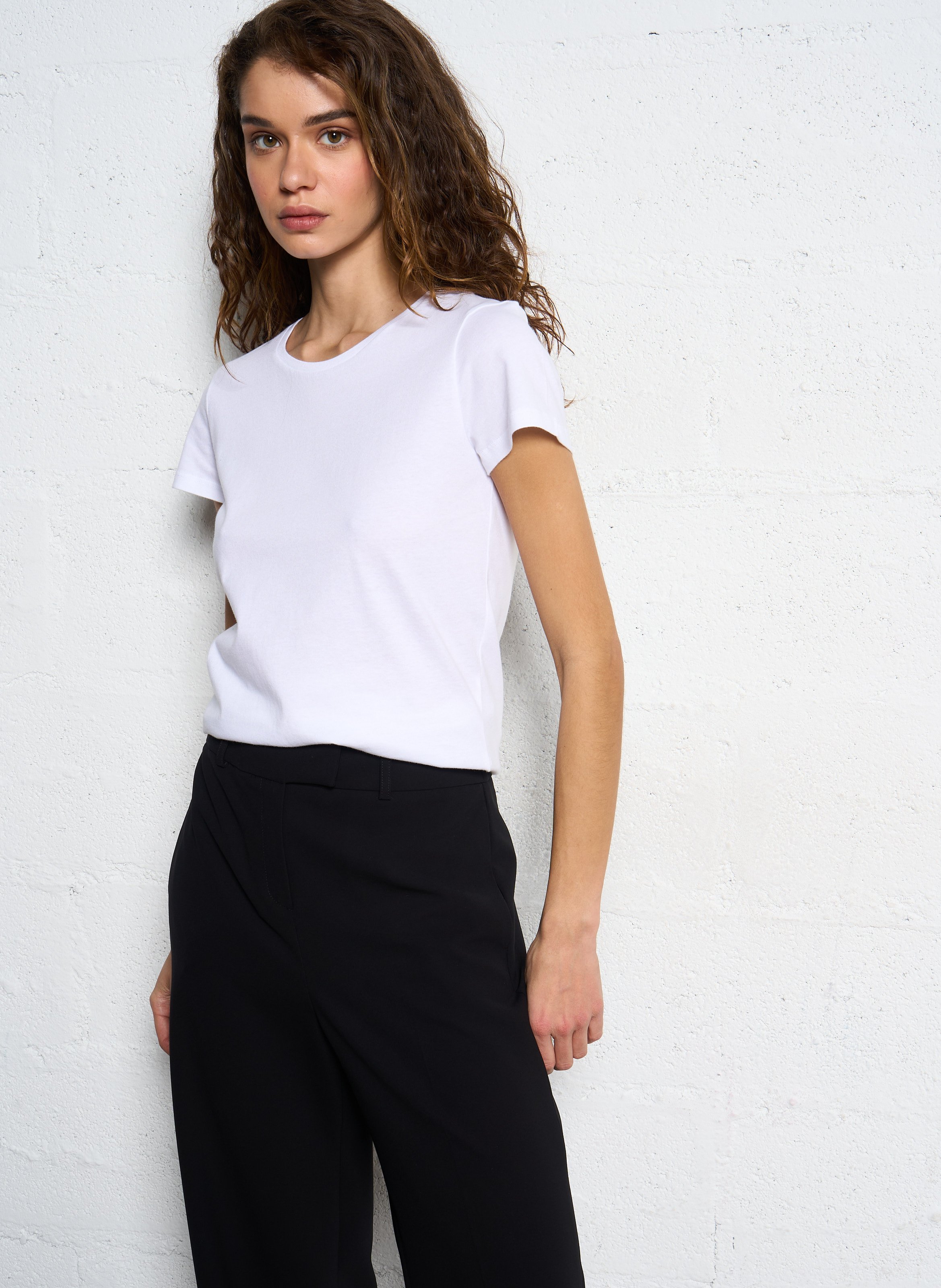 Round-neck cotton T-shirt MAJESTIC FILATURES White