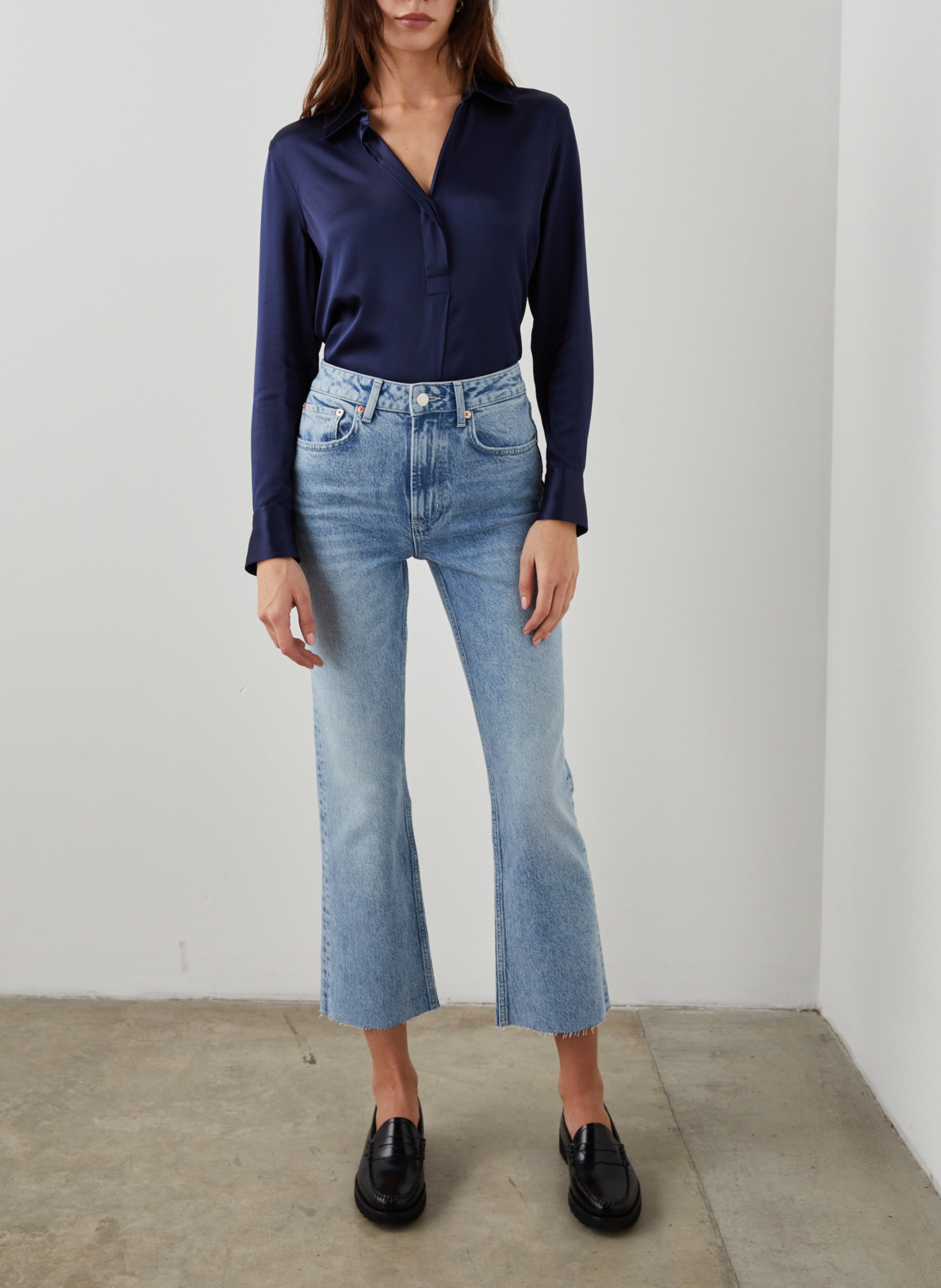 Jean cropped en coton mélangé  RAILS Bleu