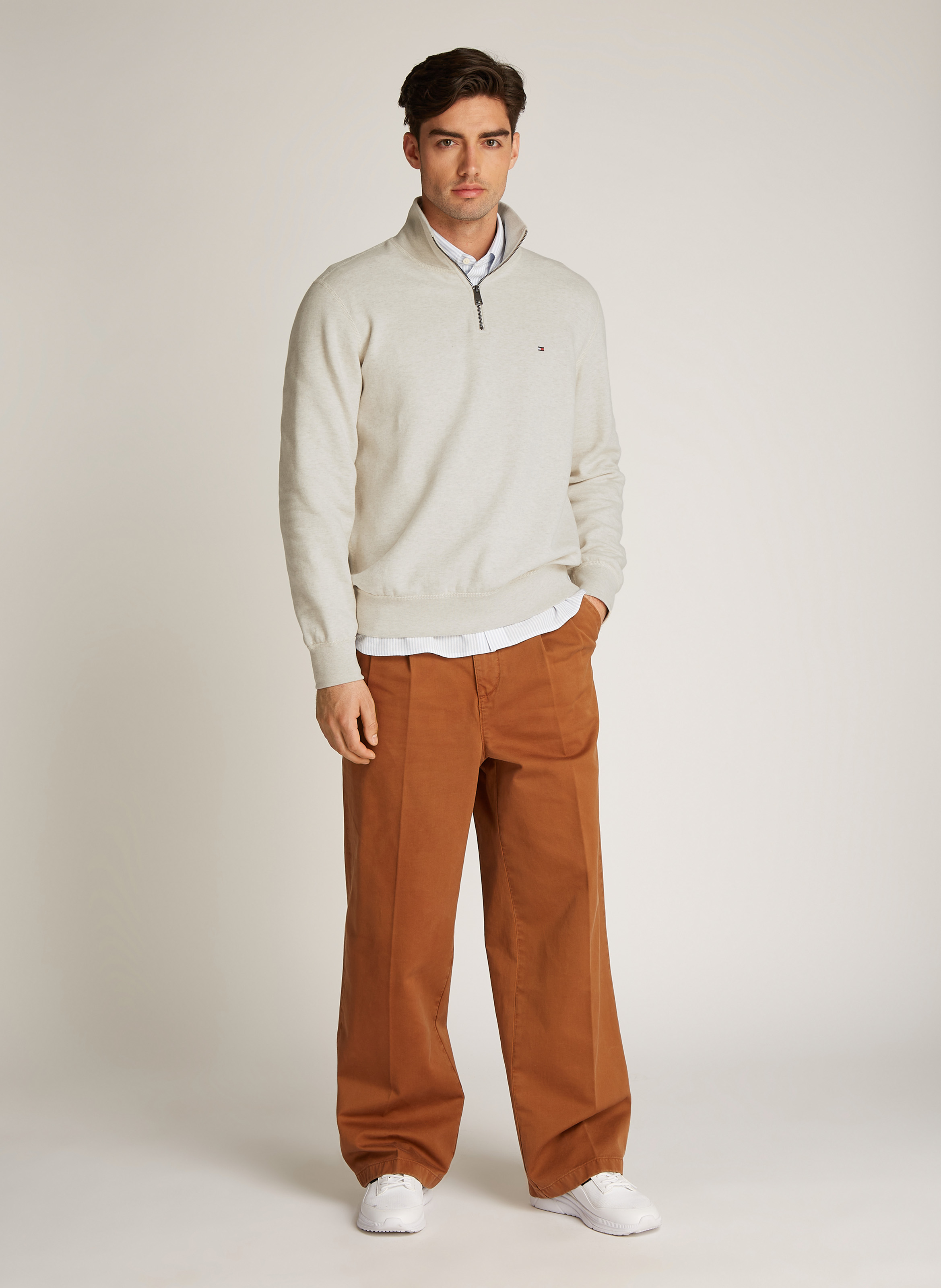 Cotton-blend high-neck jumper TOMMY HILFIGER Beige